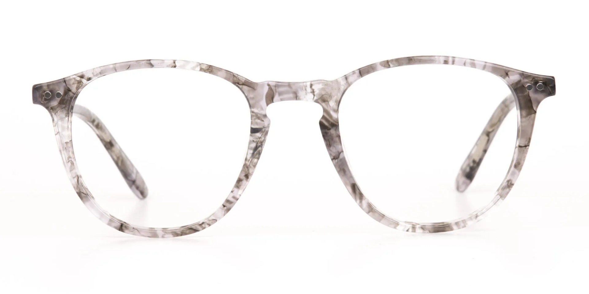 Silver Grey Marble Acetate Square Glasses-2