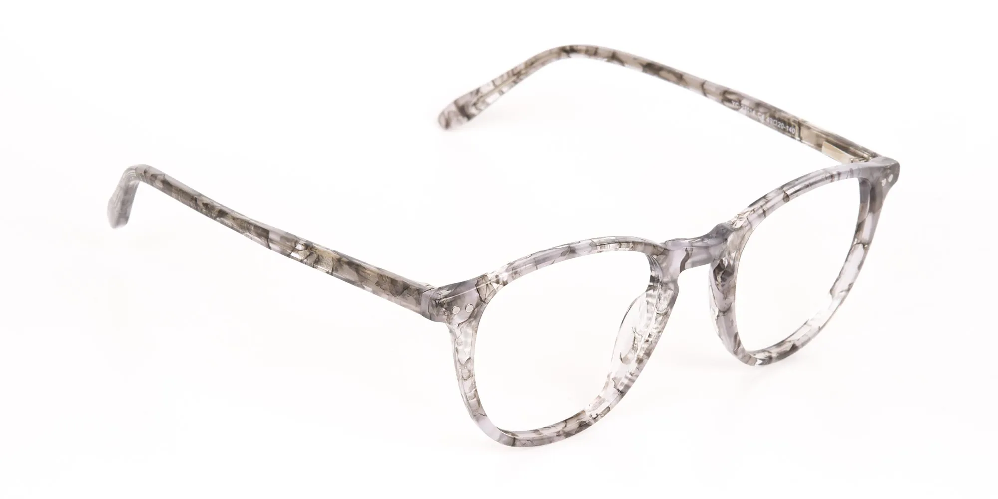 Silver Grey Marble Acetate Square Glasses-2