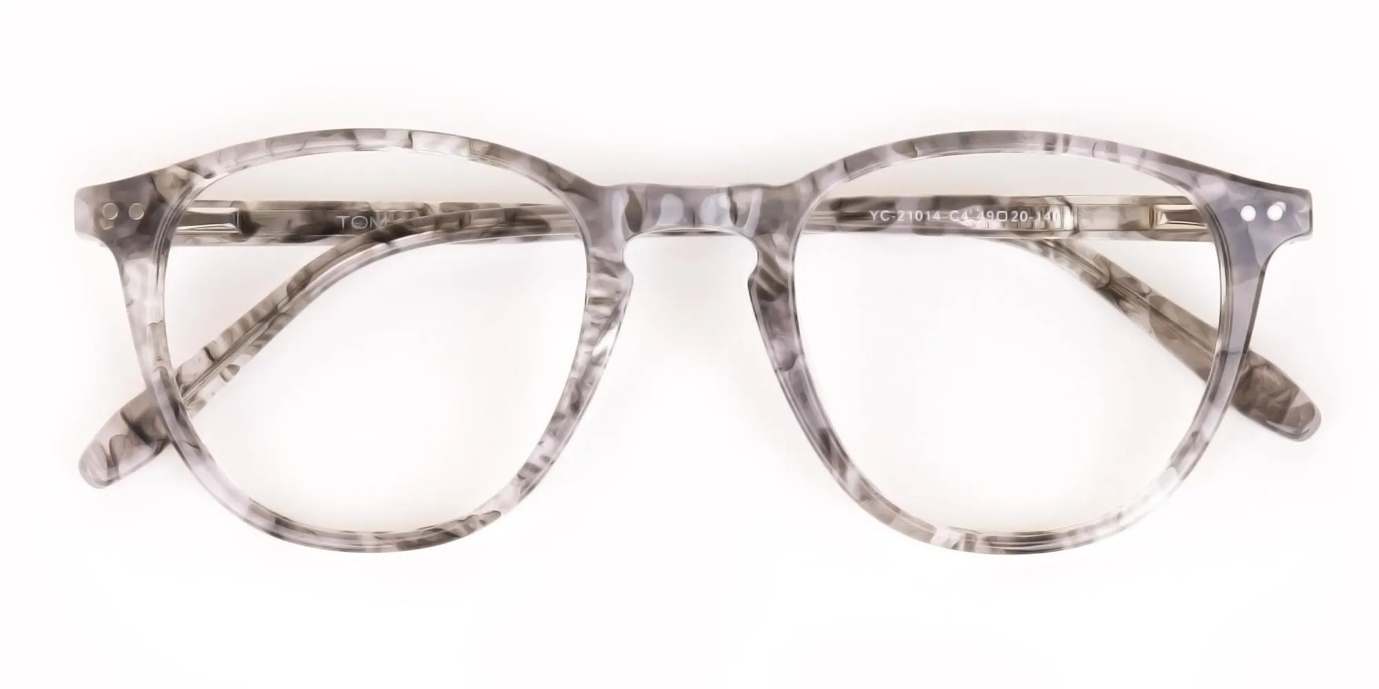 Silver Grey Marble Acetate Square Glasses-2