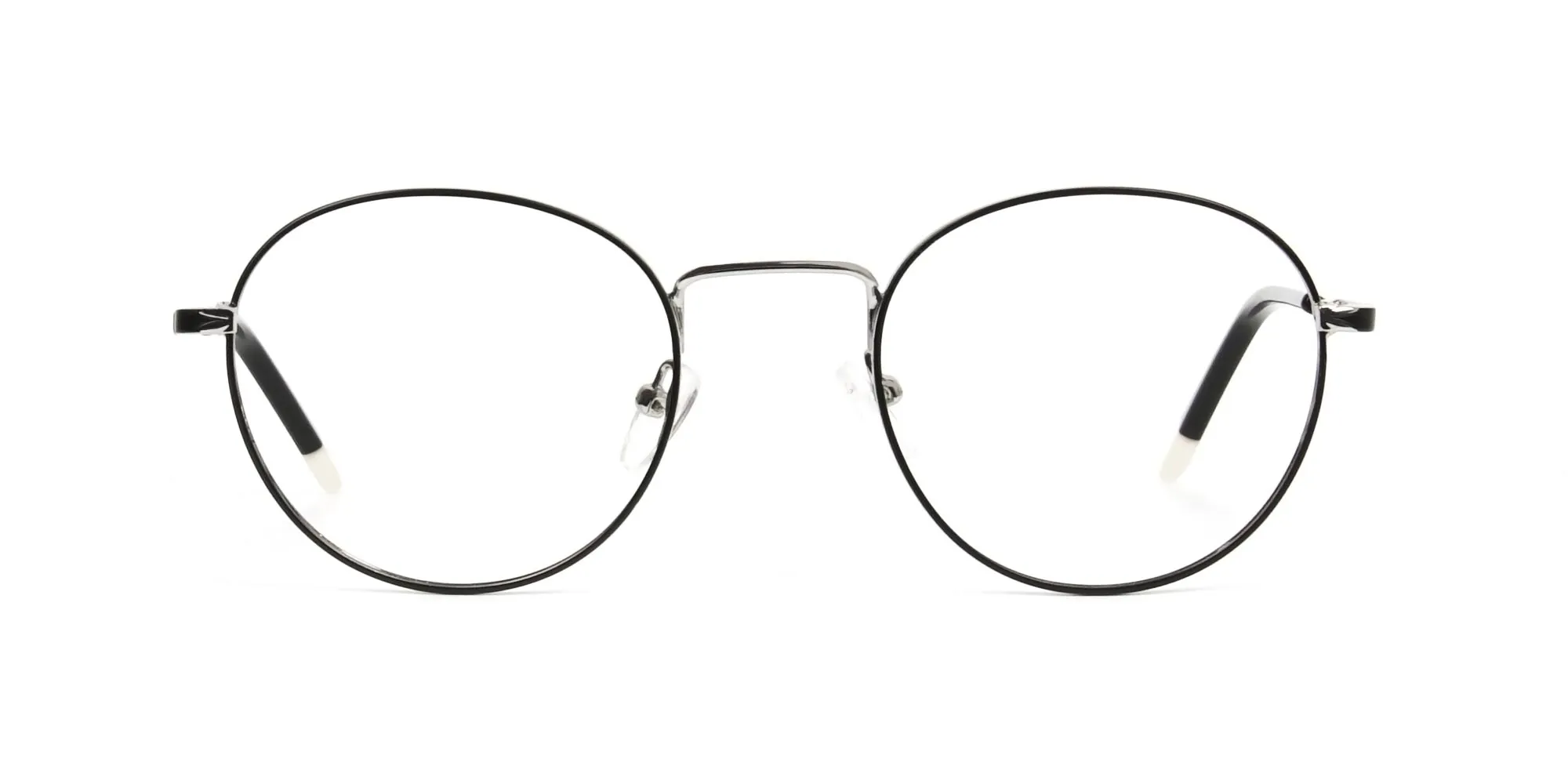A3741F/1 - Black and Silver Round Spectacles in Metal
