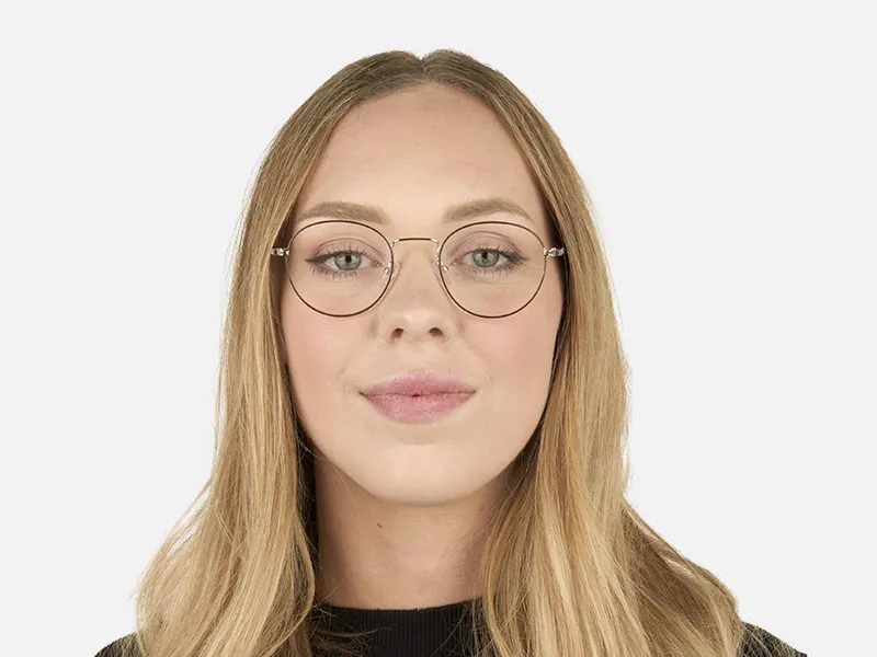 Dark Brown Gold Metal Frame Spectacles - 2