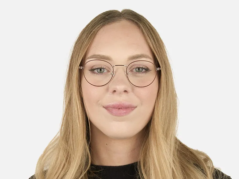 Silver, Burgundy & Purple Round Spectacles - 2