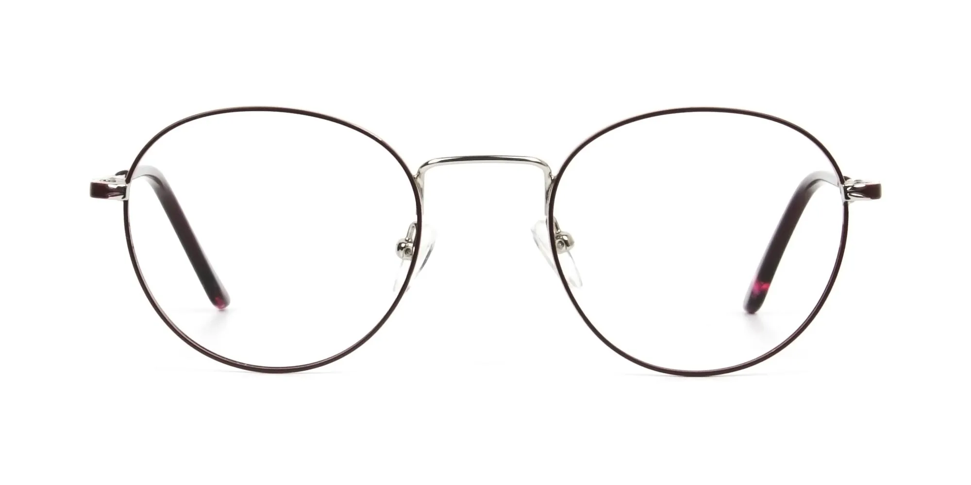 A3741F/3 - Silver, Burgundy & Purple Round Spectacles