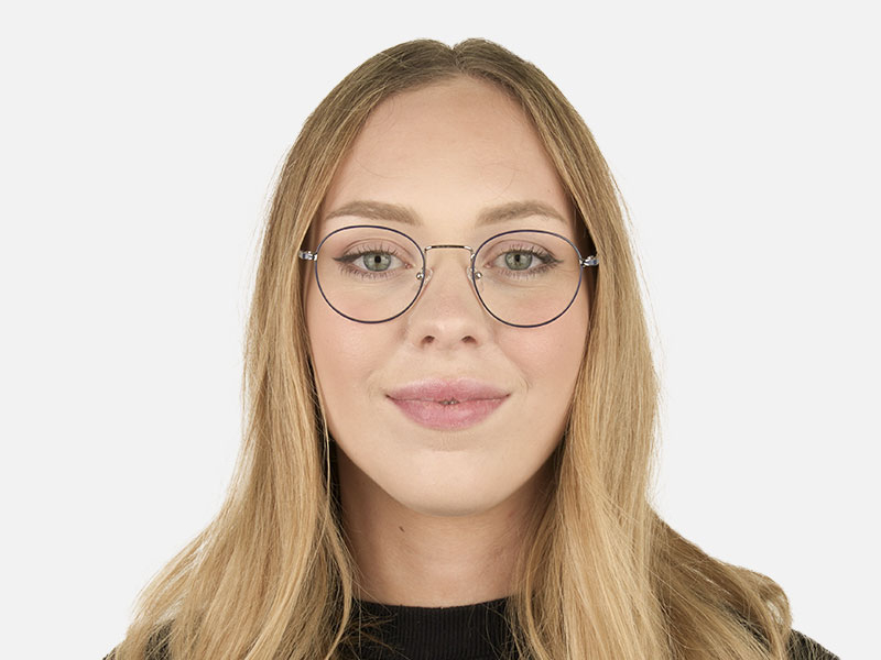 Royal Blue Silver Round Spectacles - 18