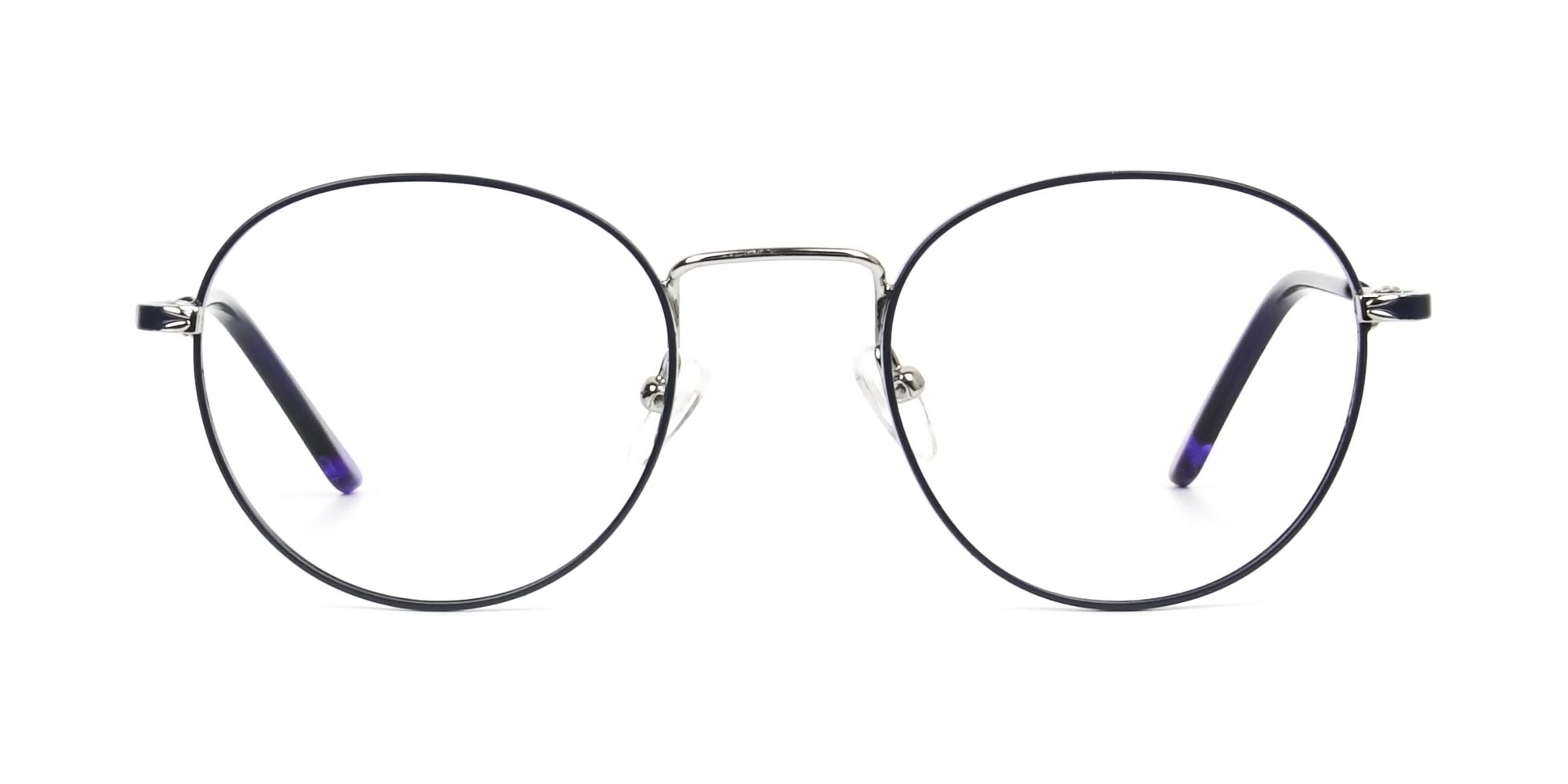 A3741F/4 - Royal Blue Silver Round Spectacles