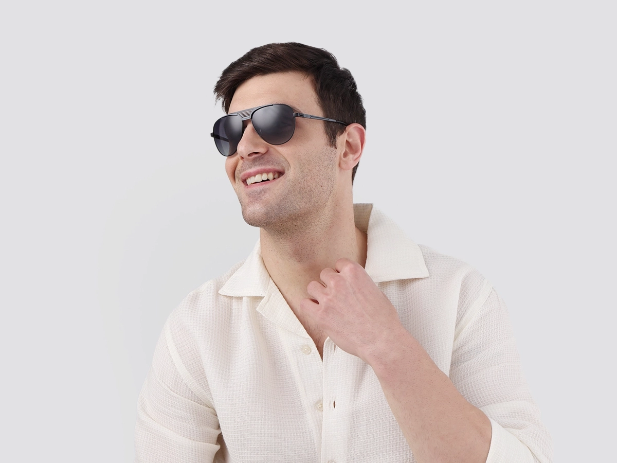 Black Metal Pilot Sunglasses With Nose Pad 41