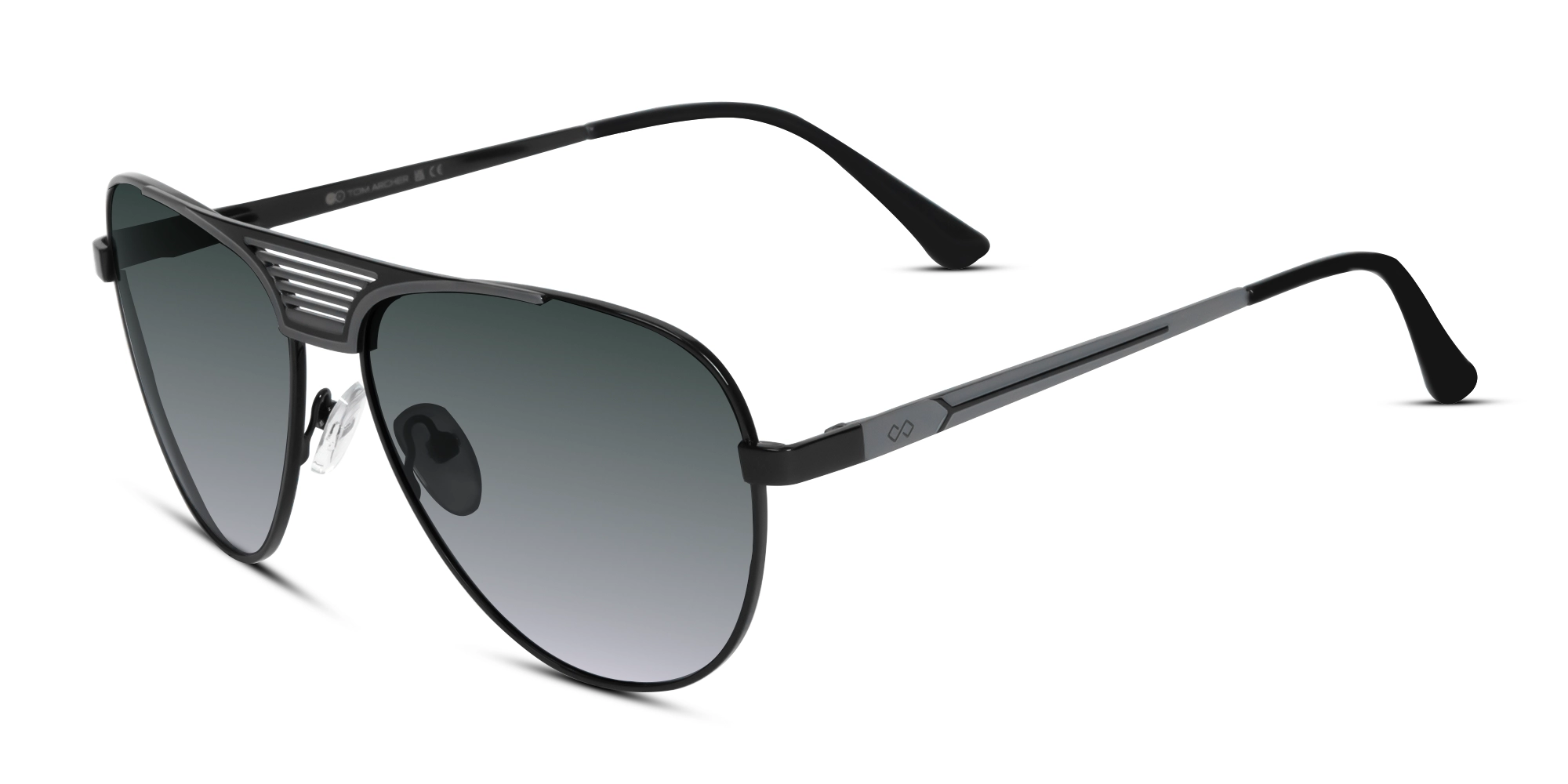Black Metal Pilot Sunglasses With Nose Pad 3