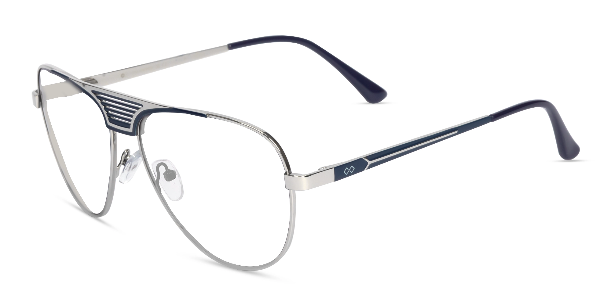 Silver Lightweight Pilot Full-Rim Glasses-3
