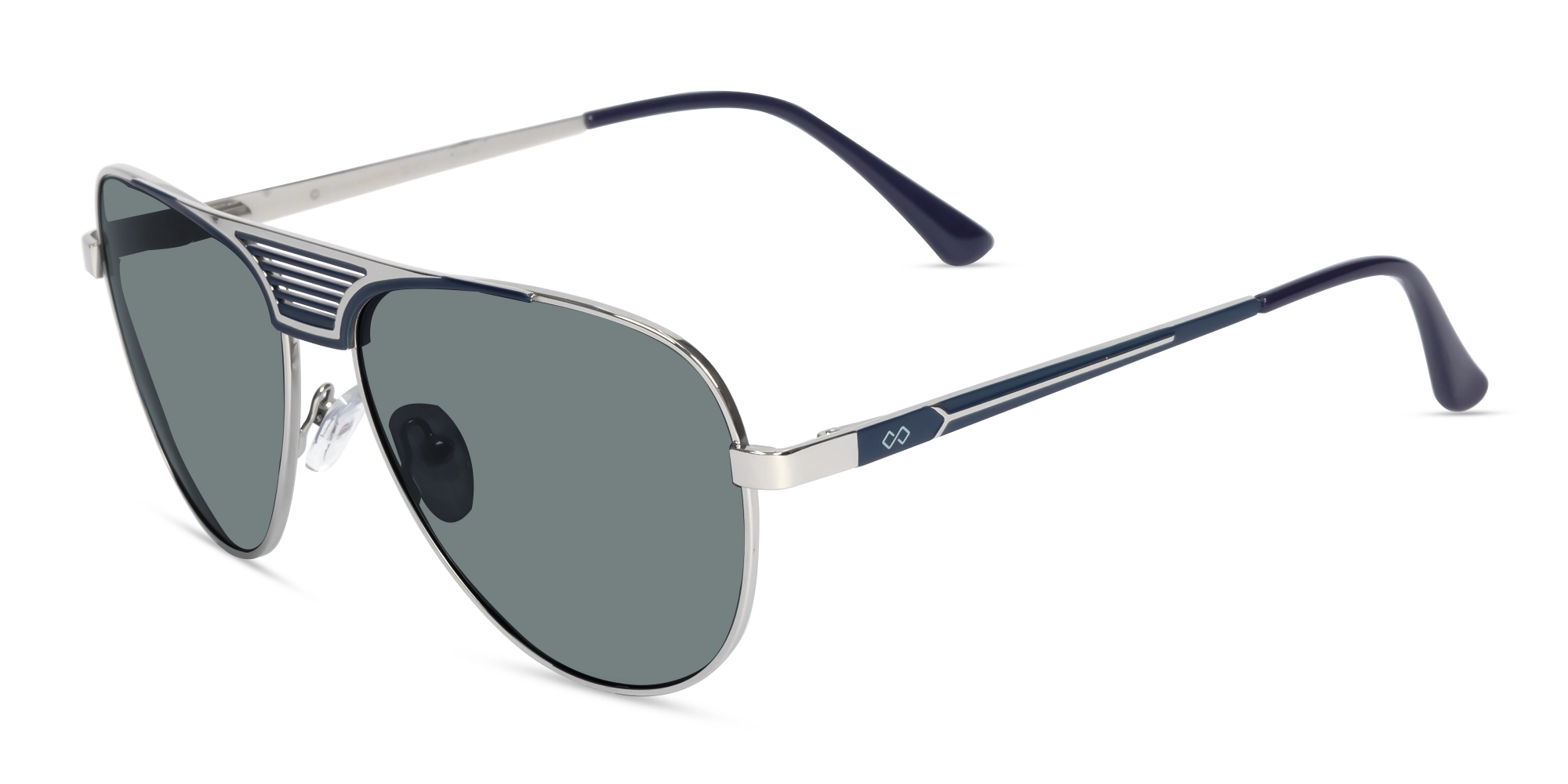 Silver Metal Double Bridge Full Rim Sunglasses 3