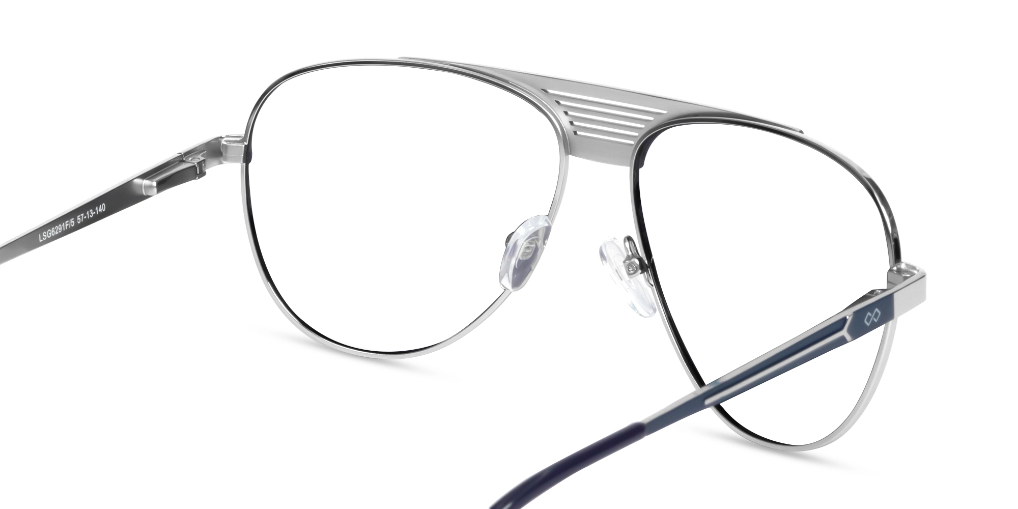 Silver Lightweight Pilot Full-Rim Glasses-5