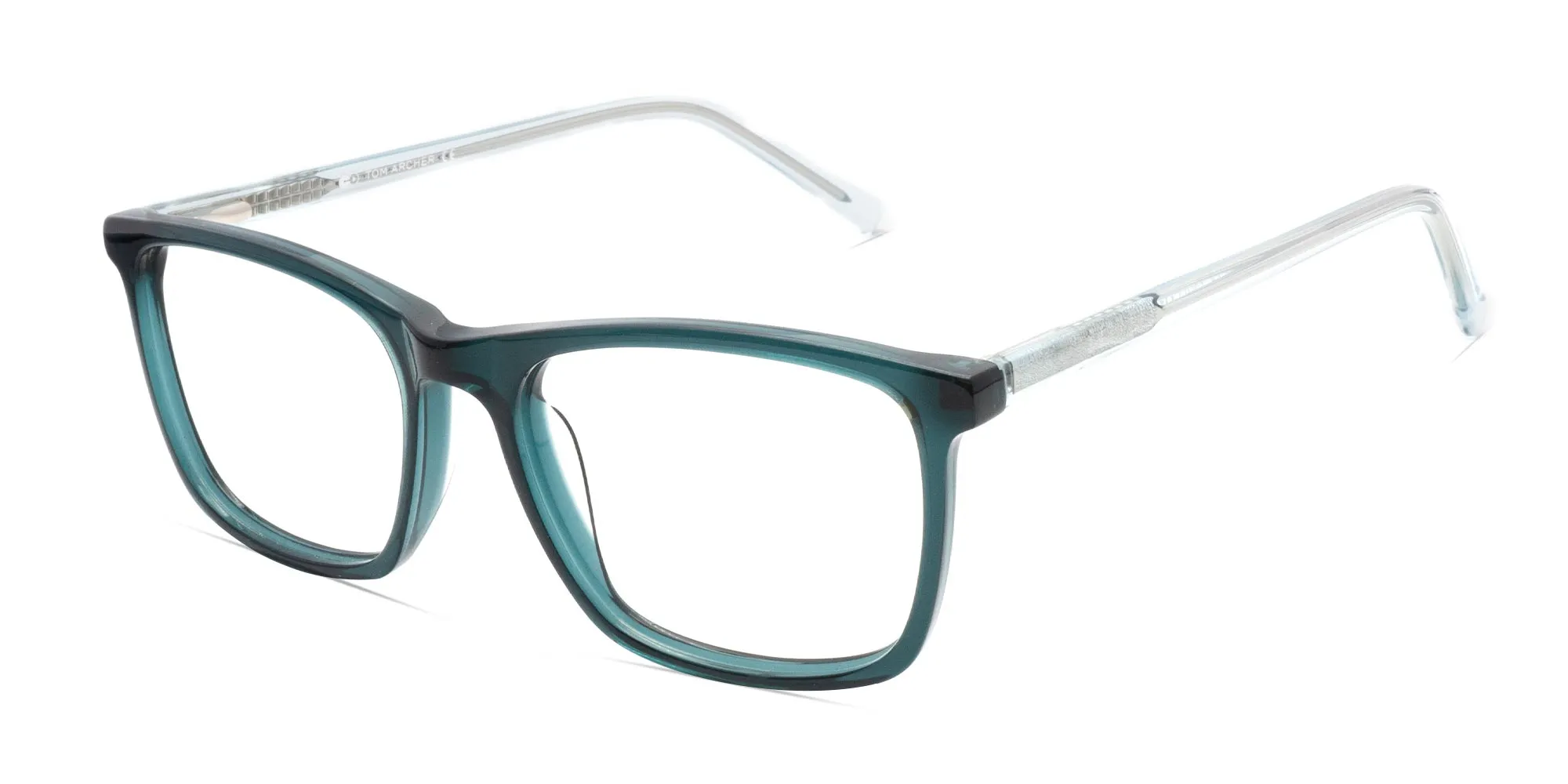 Crystal Forest Green Square Frame Glasses-2
