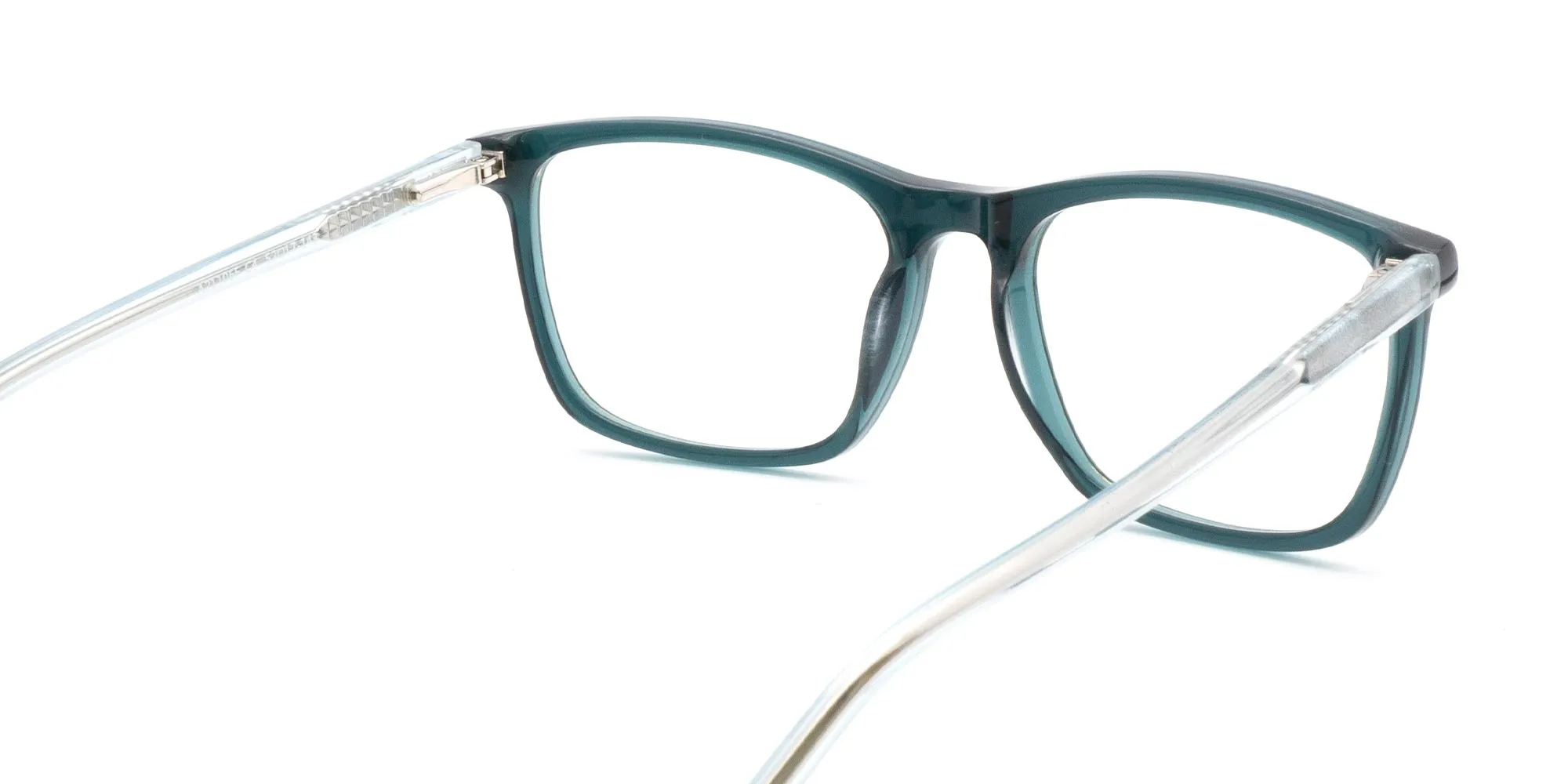 Crystal Forest Green Square Frame Glasses-2