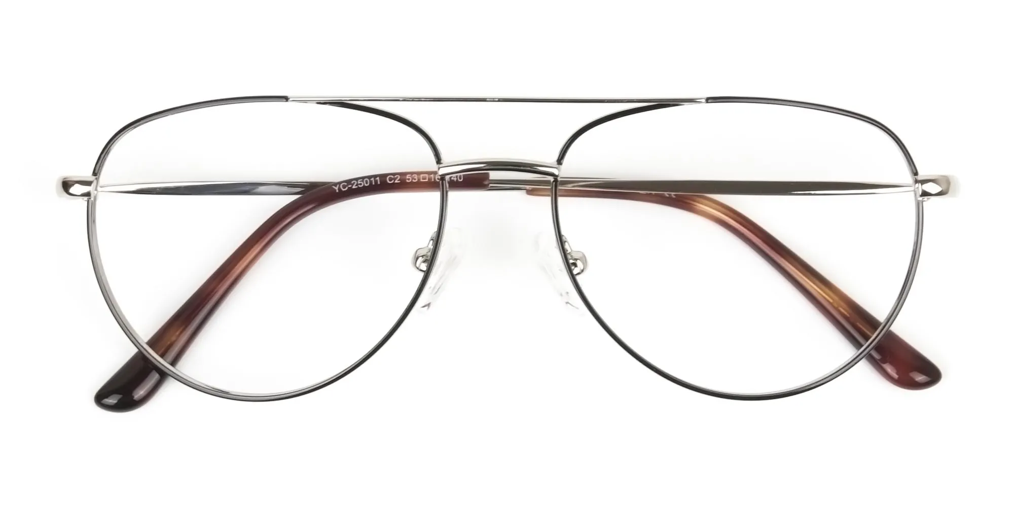 Black & Silver Pilot Glasses in Metal - 2