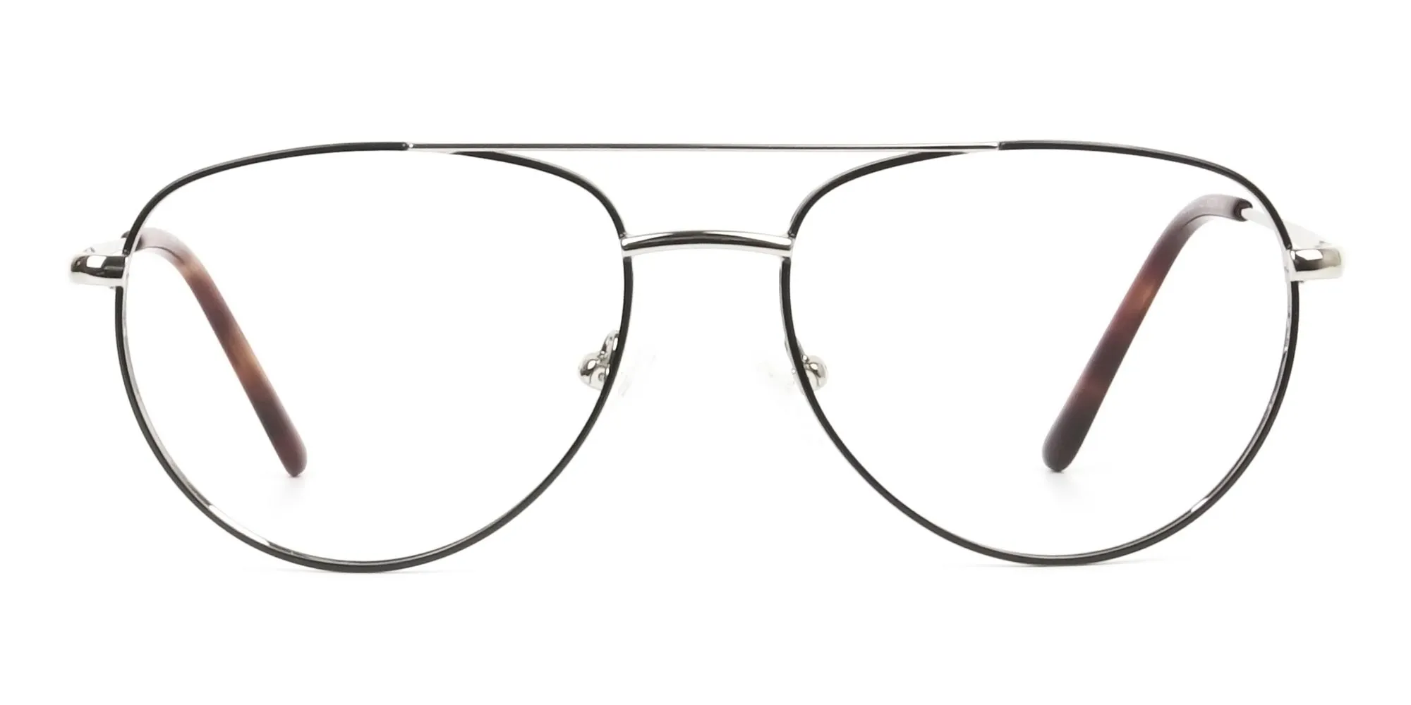 Black & Silver Pilot Glasses in Metal - 2