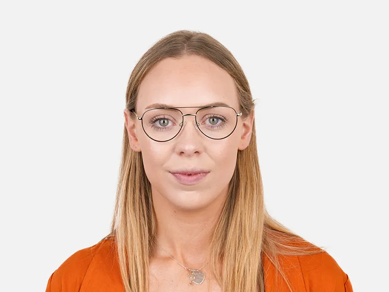 Black & Silver Pilot Glasses in Metal - 2