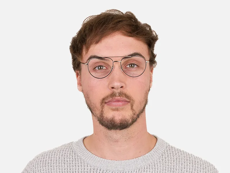 Black & Silver Pilot Glasses in Metal - 2