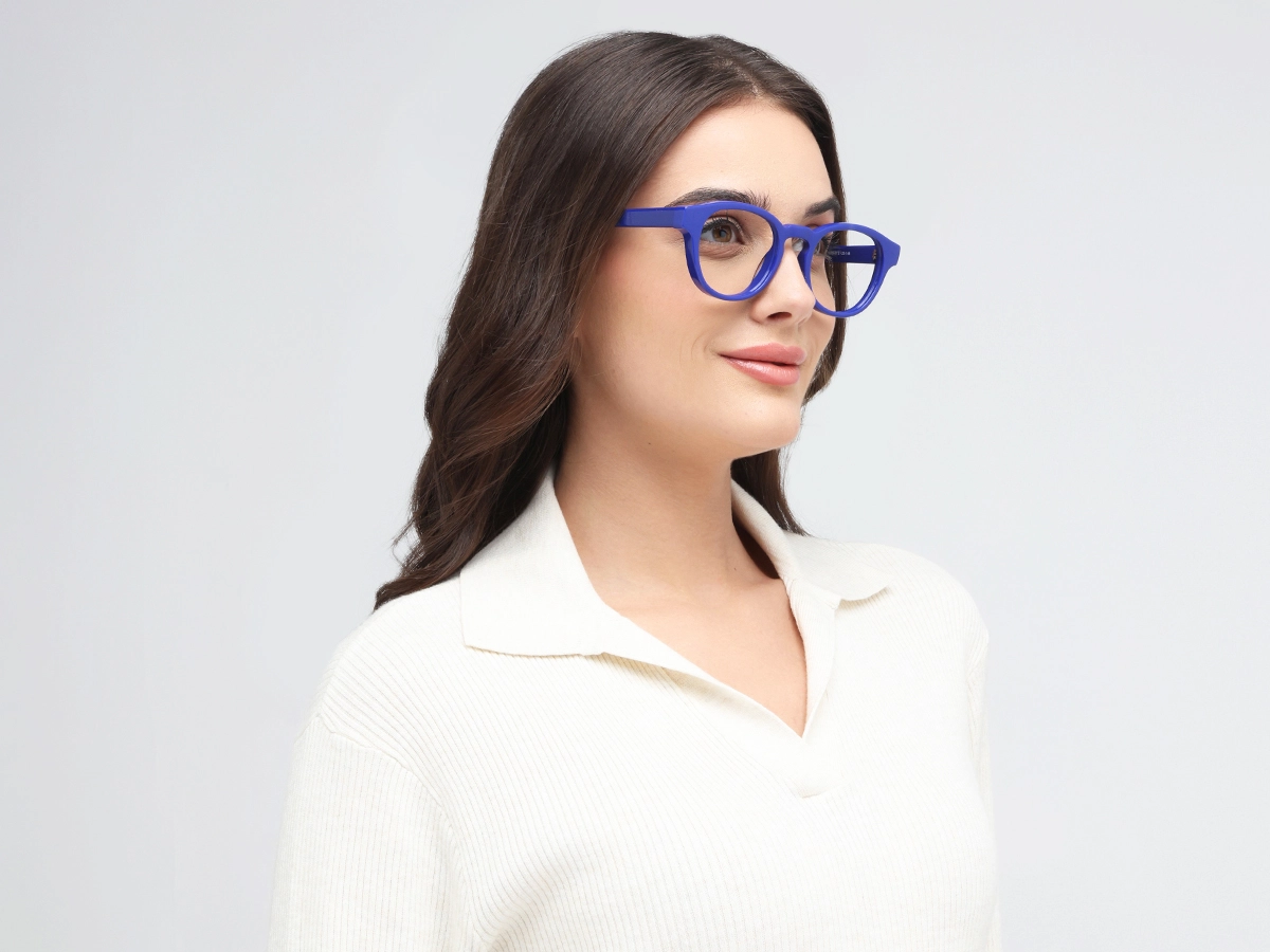 Blue Round keyhole Eyeglasses 53