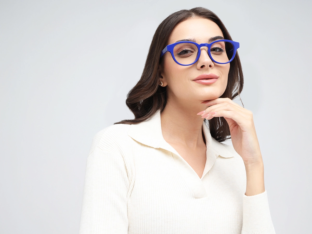 Blue Round keyhole Eyeglasses 51