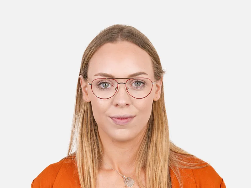 Gold Red Pilot Glasses in Metal - 2