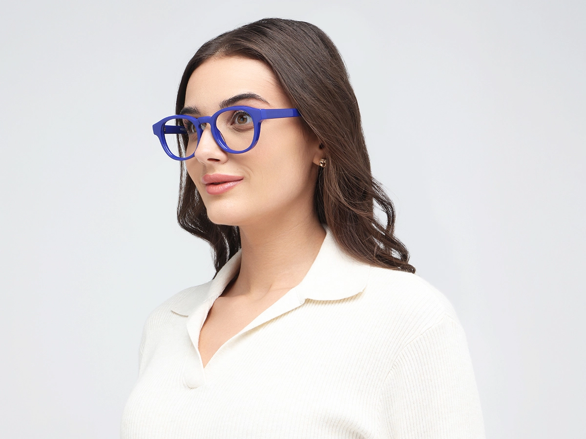 Blue Round keyhole Eyeglasses 52