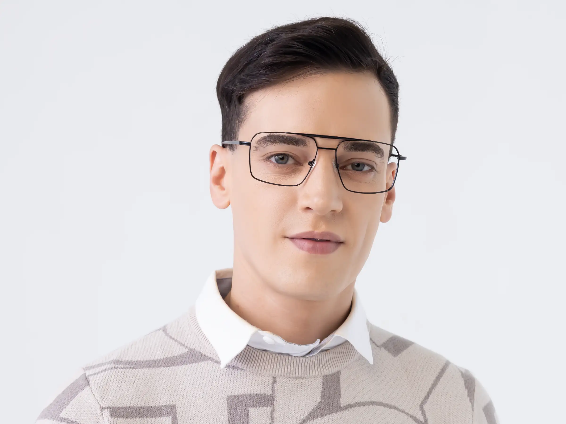 Black Square Double Bridge Glasses