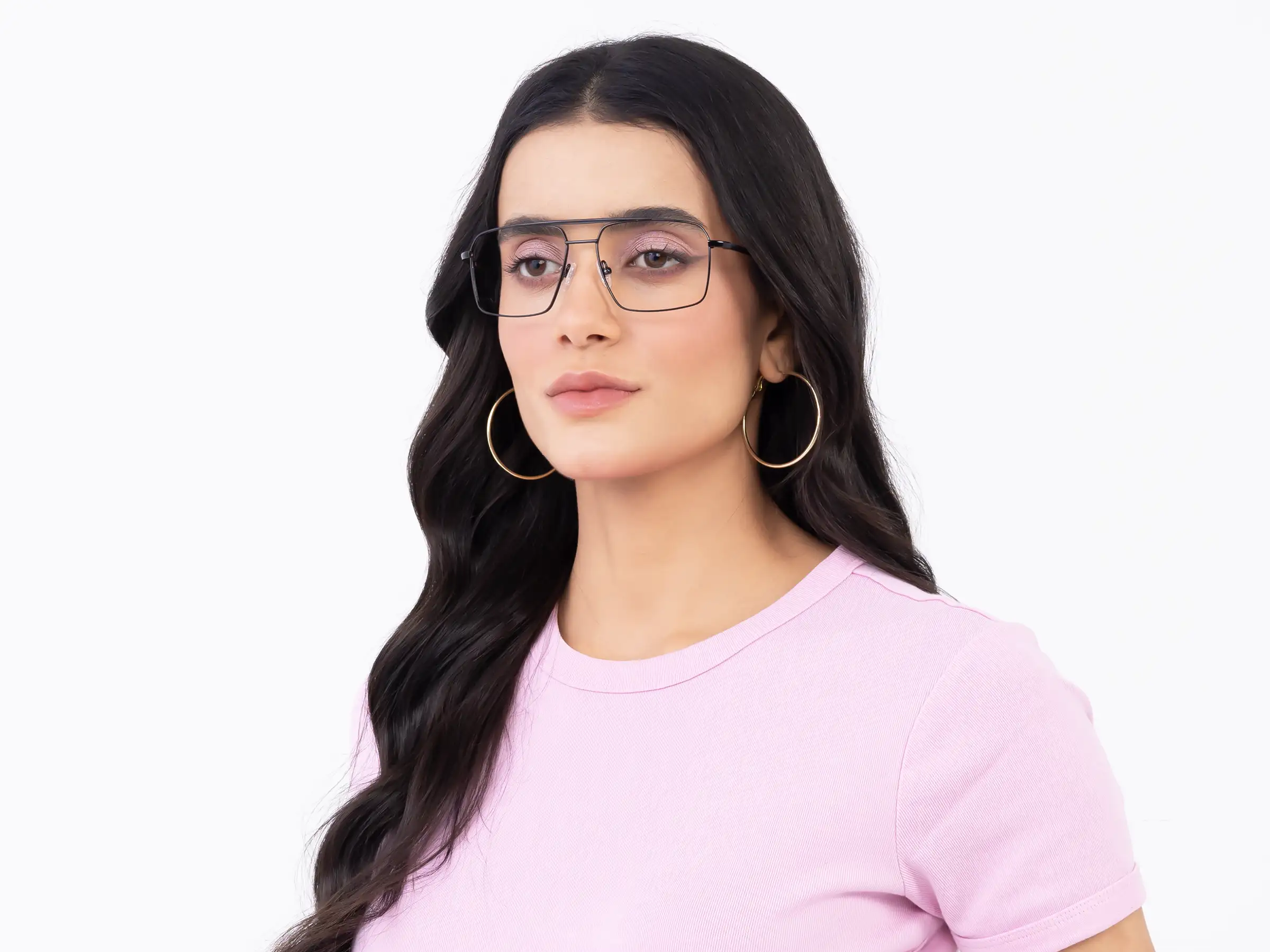 Black Square Double Bridge Glasses