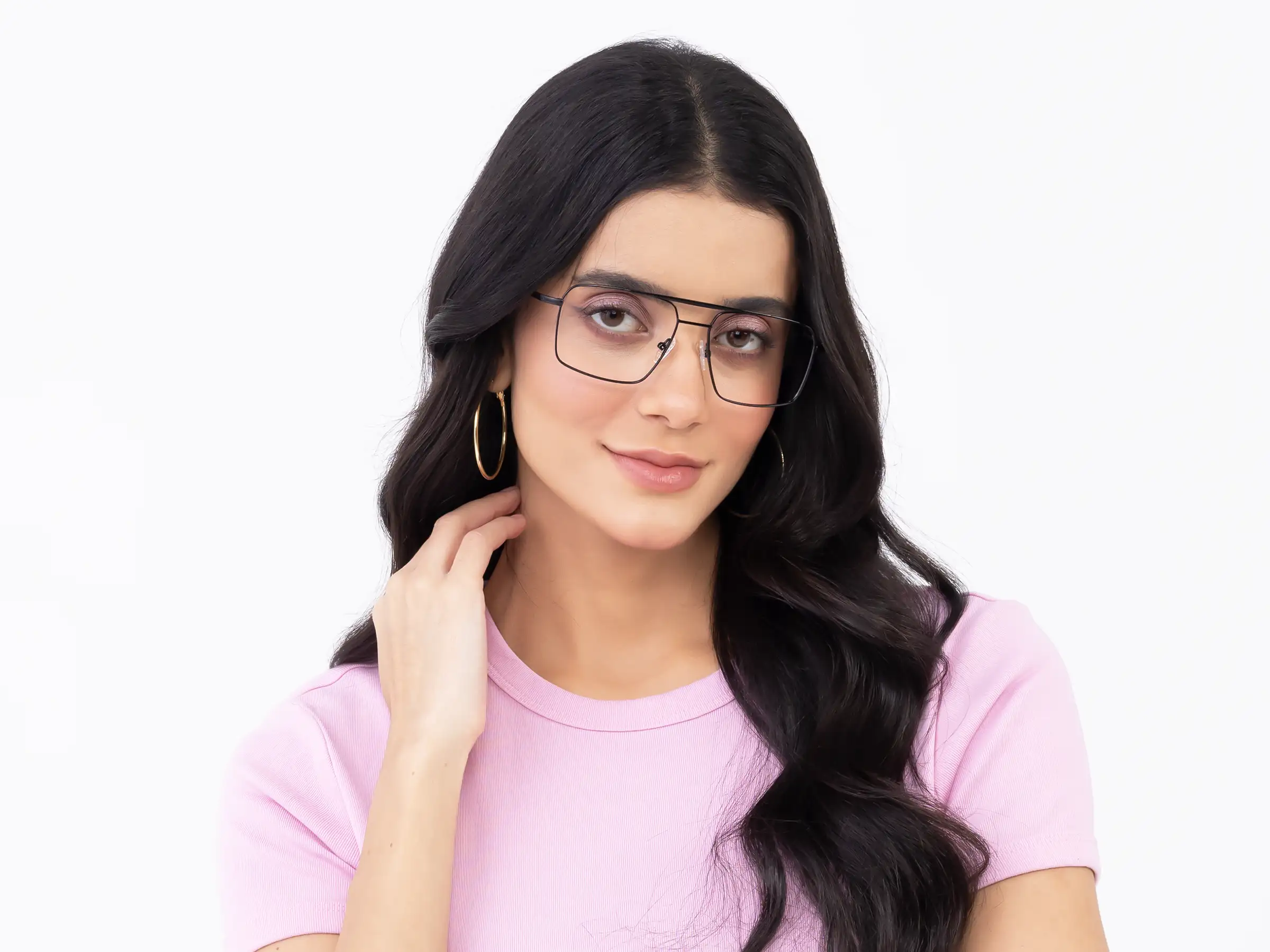 Black Square Double Bridge Glasses