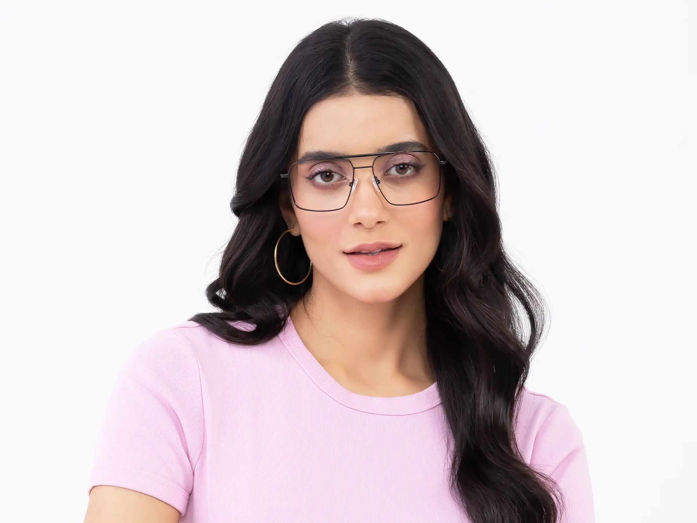 Black Square Double Bridge Glasses