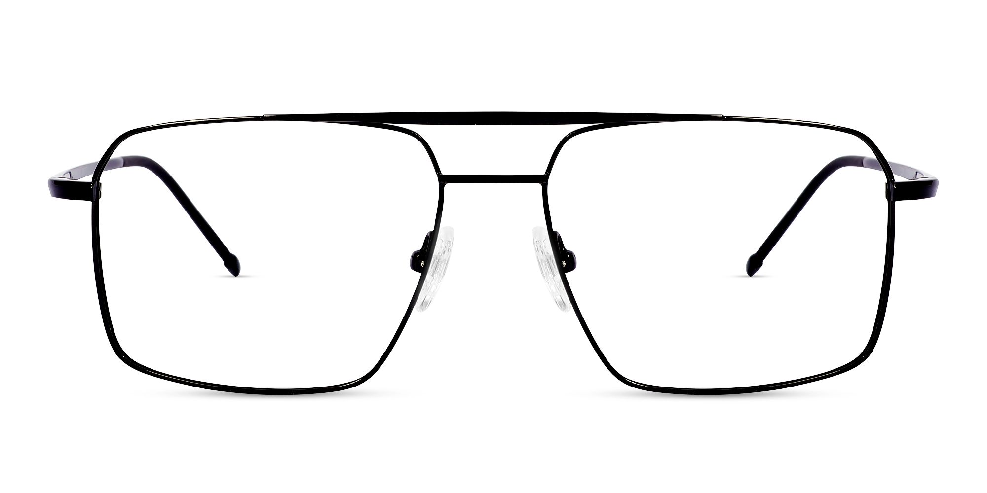 Black Square Double Bridge Glasses