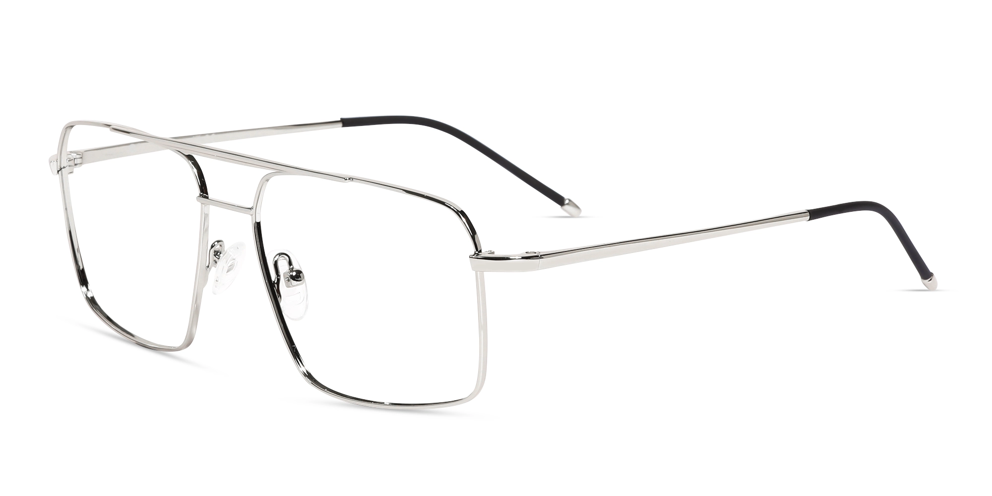 Silver Square Double Bridge Glasses