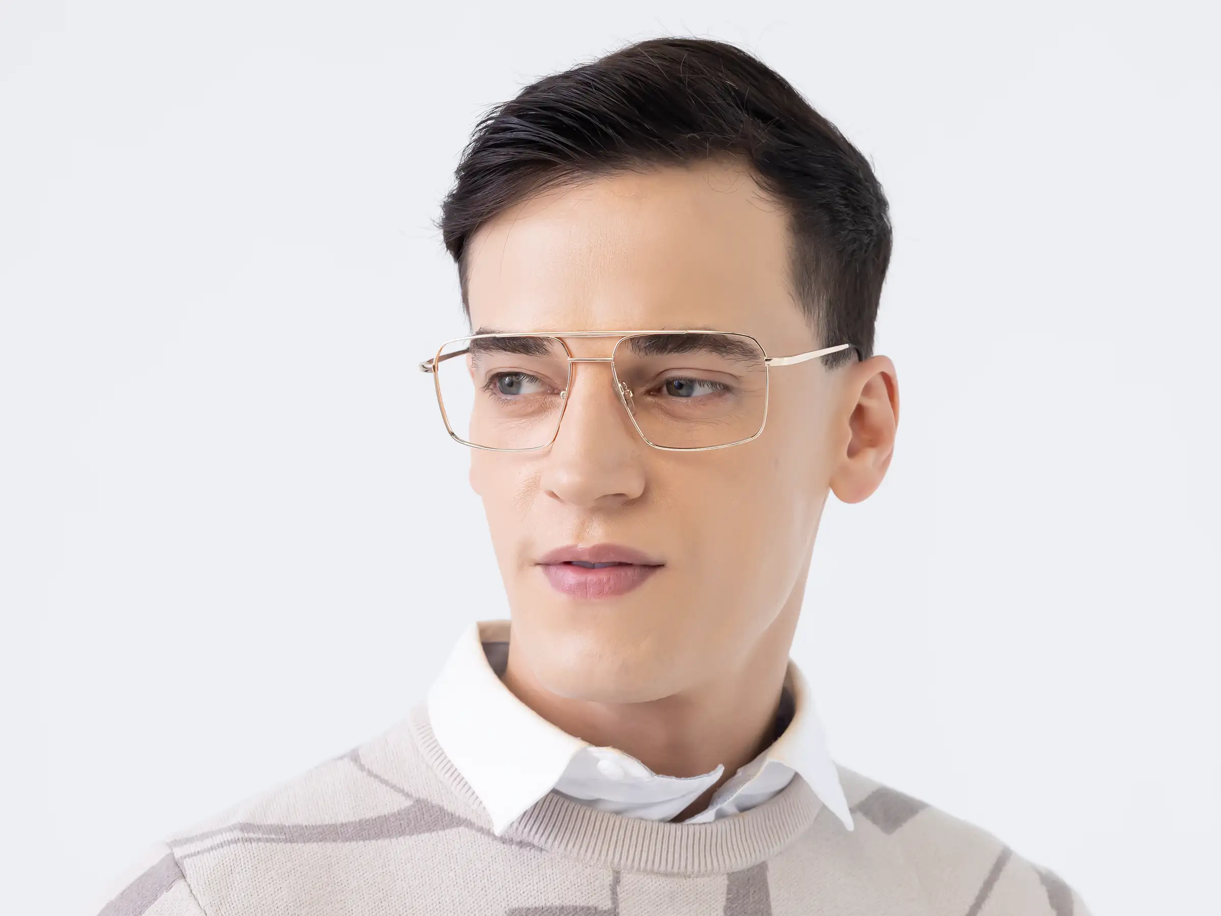 Champagne Gold Square Glasses