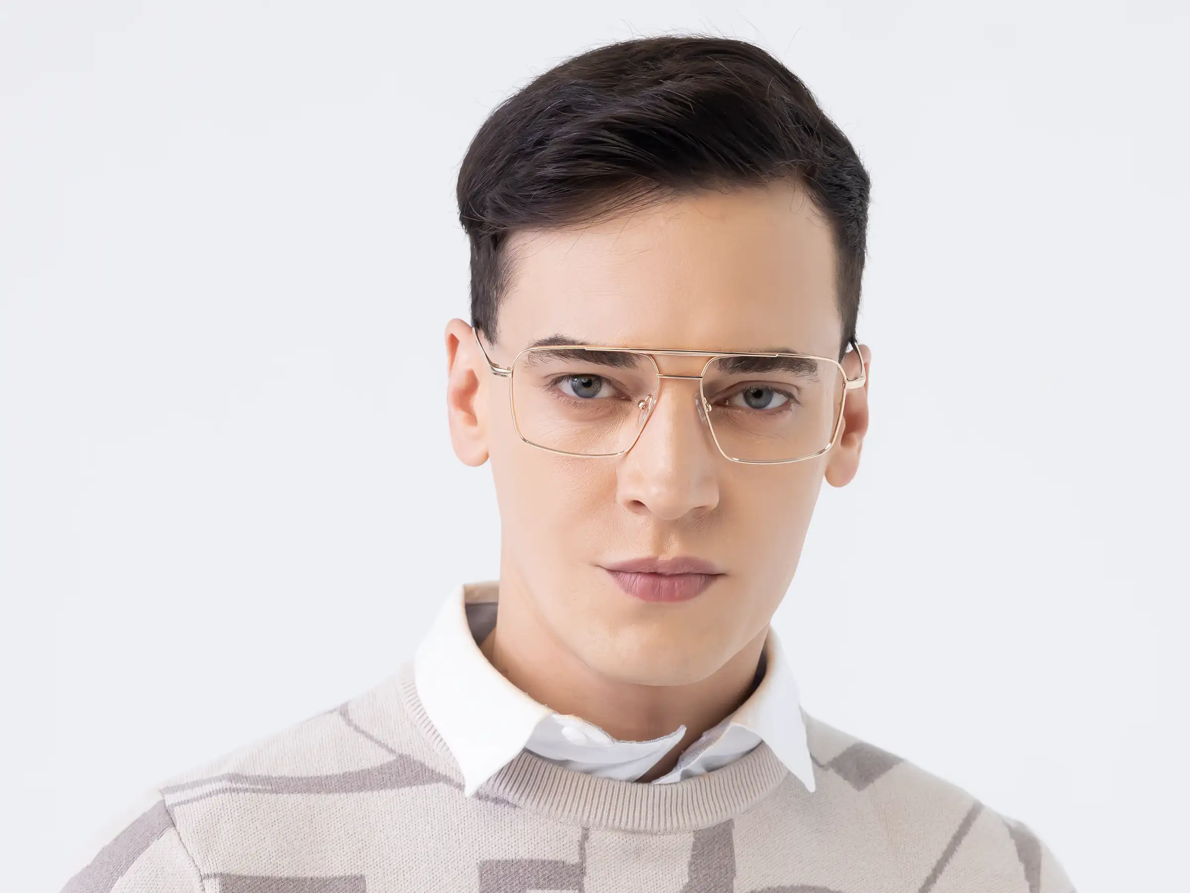 Champagne Gold Square Glasses