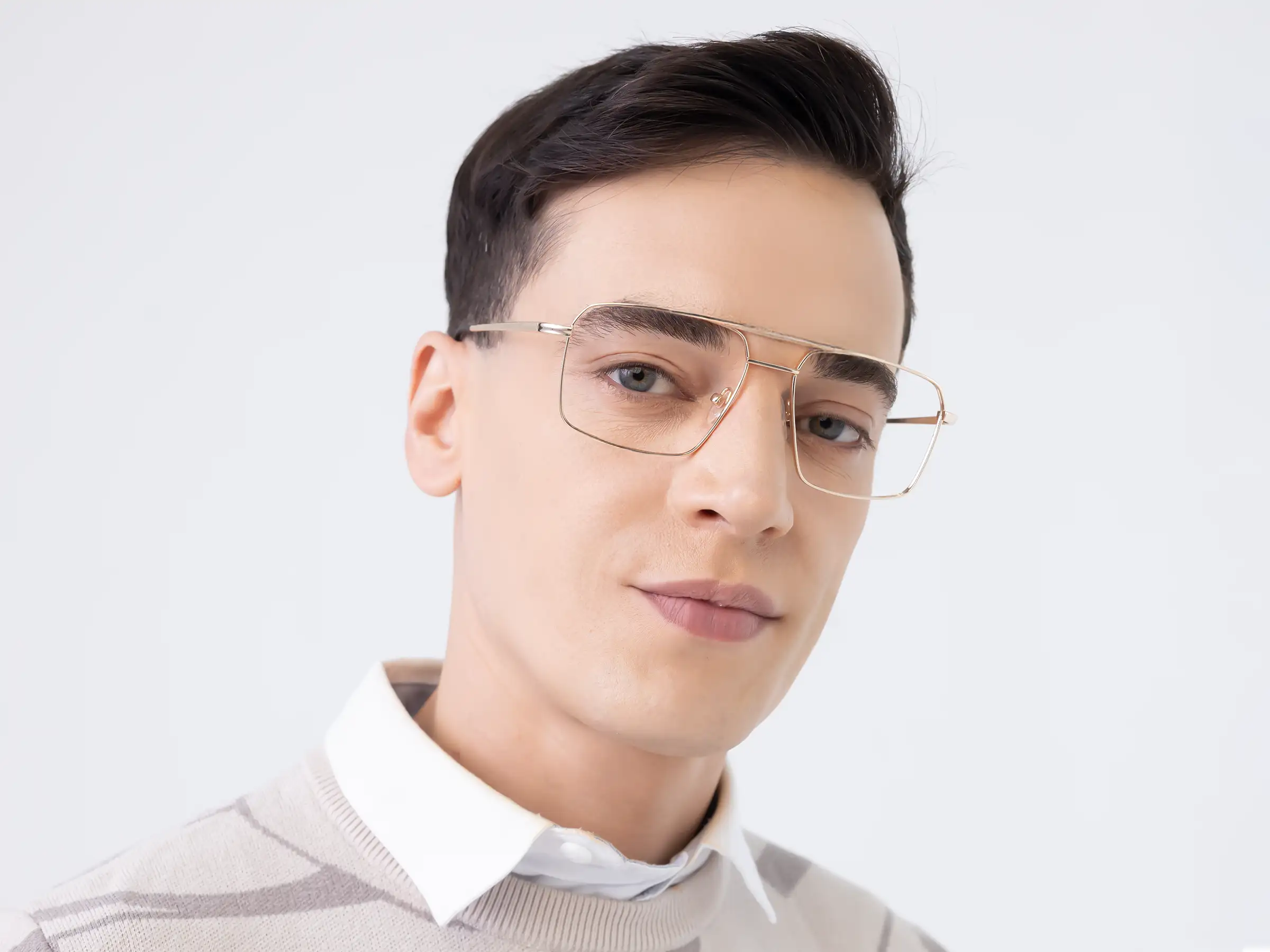 Champagne Gold Square Glasses