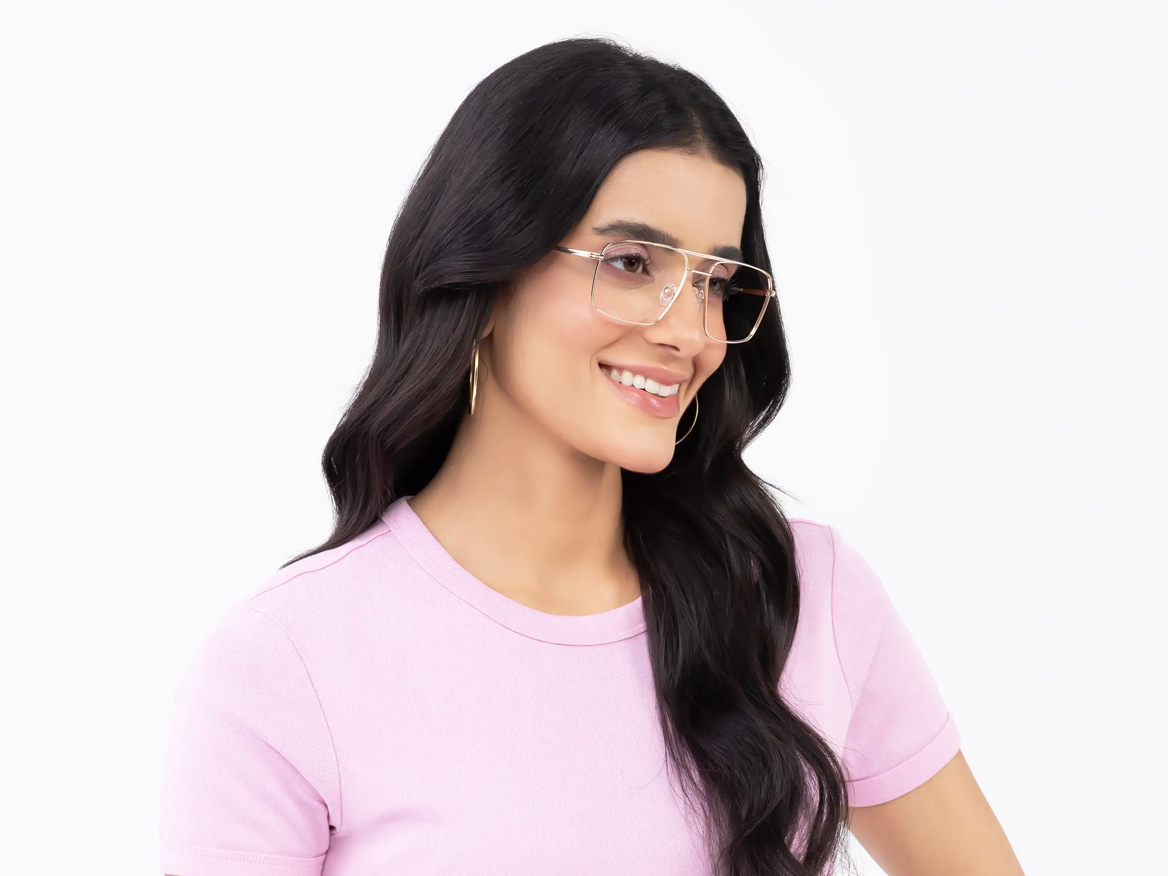 Champagne Gold Square Glasses