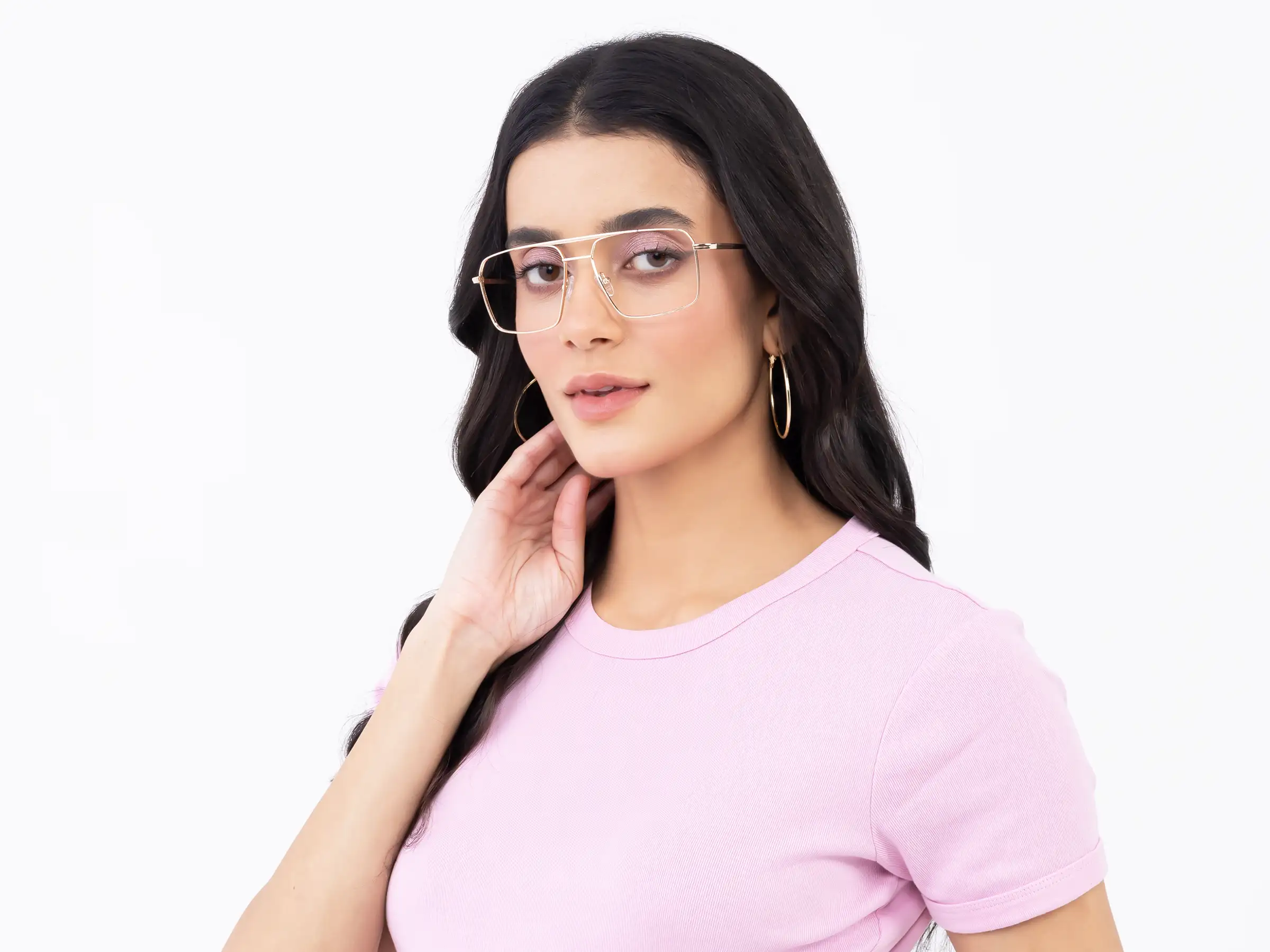 Champagne Gold Square Glasses