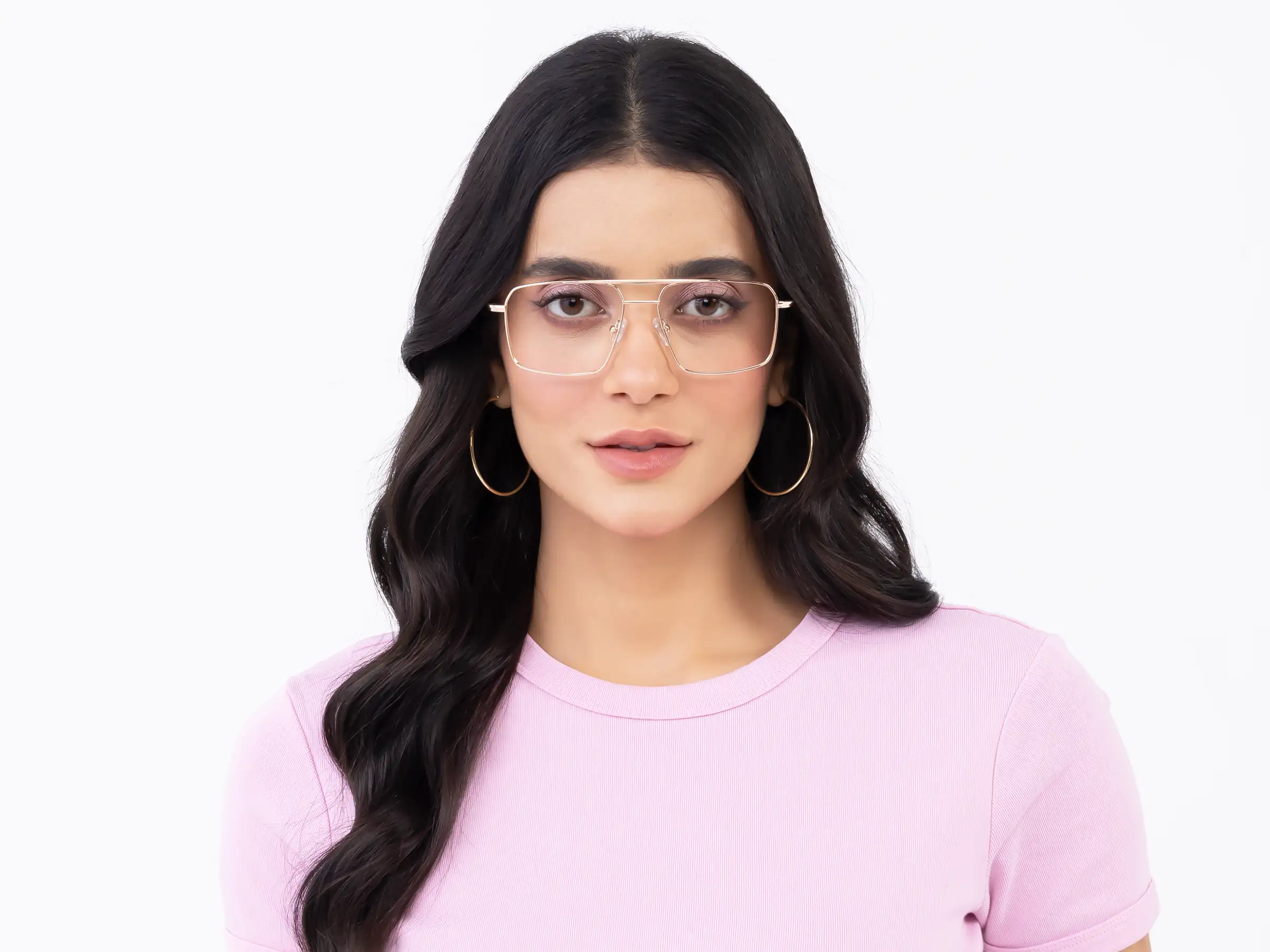 Champagne Gold Square Glasses