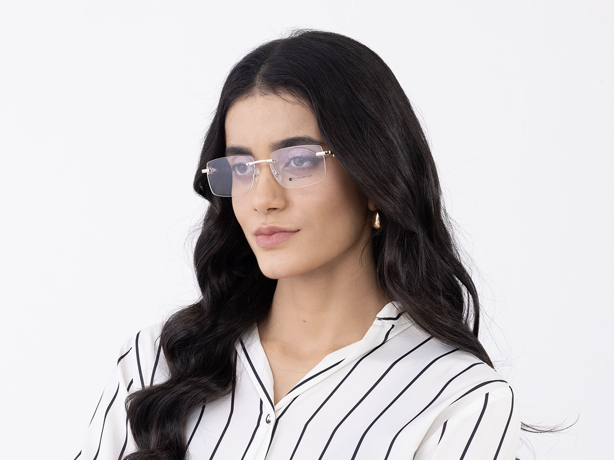 Gold Rectangular Glasses 52