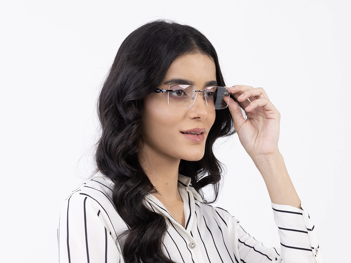 Rimless Rectangle Eyeglasses 53