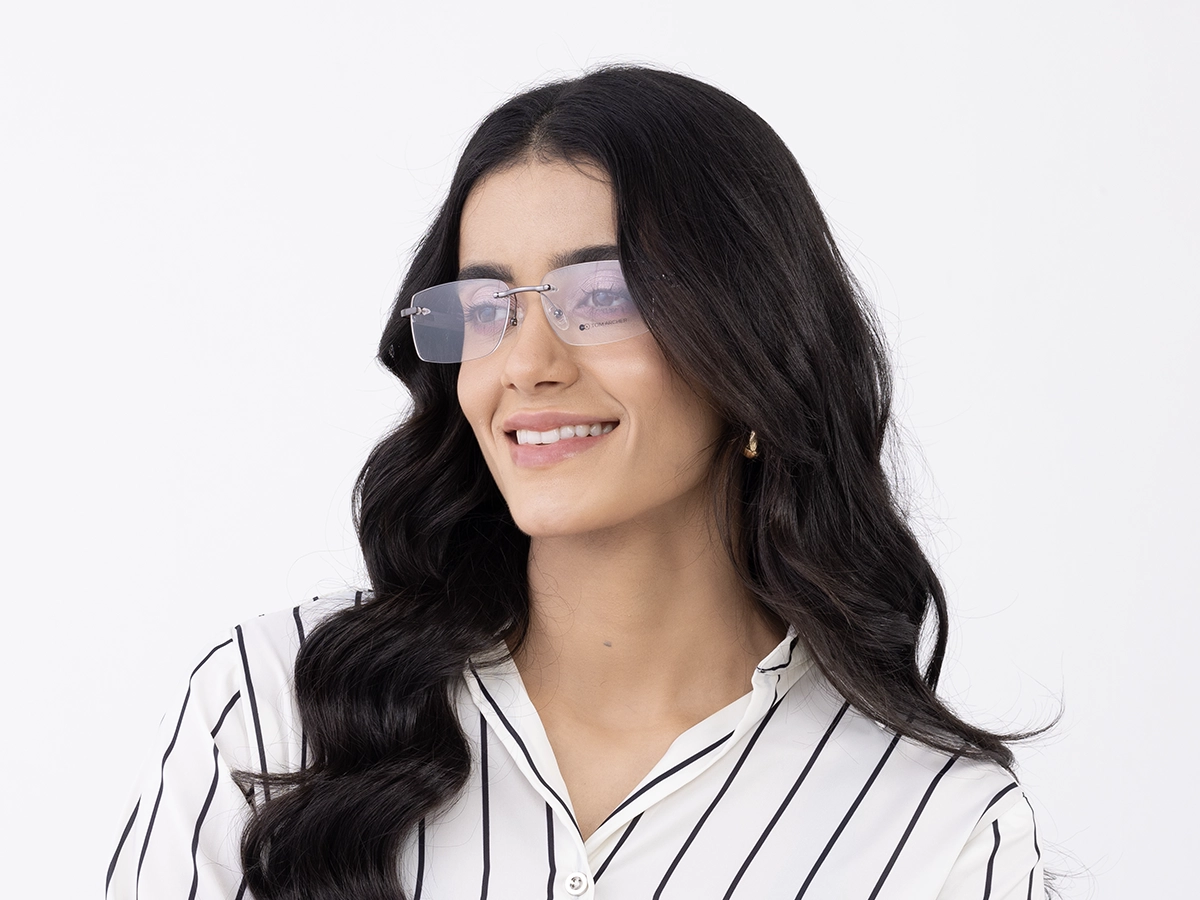 Rimless Rectangle Eyeglasses 52