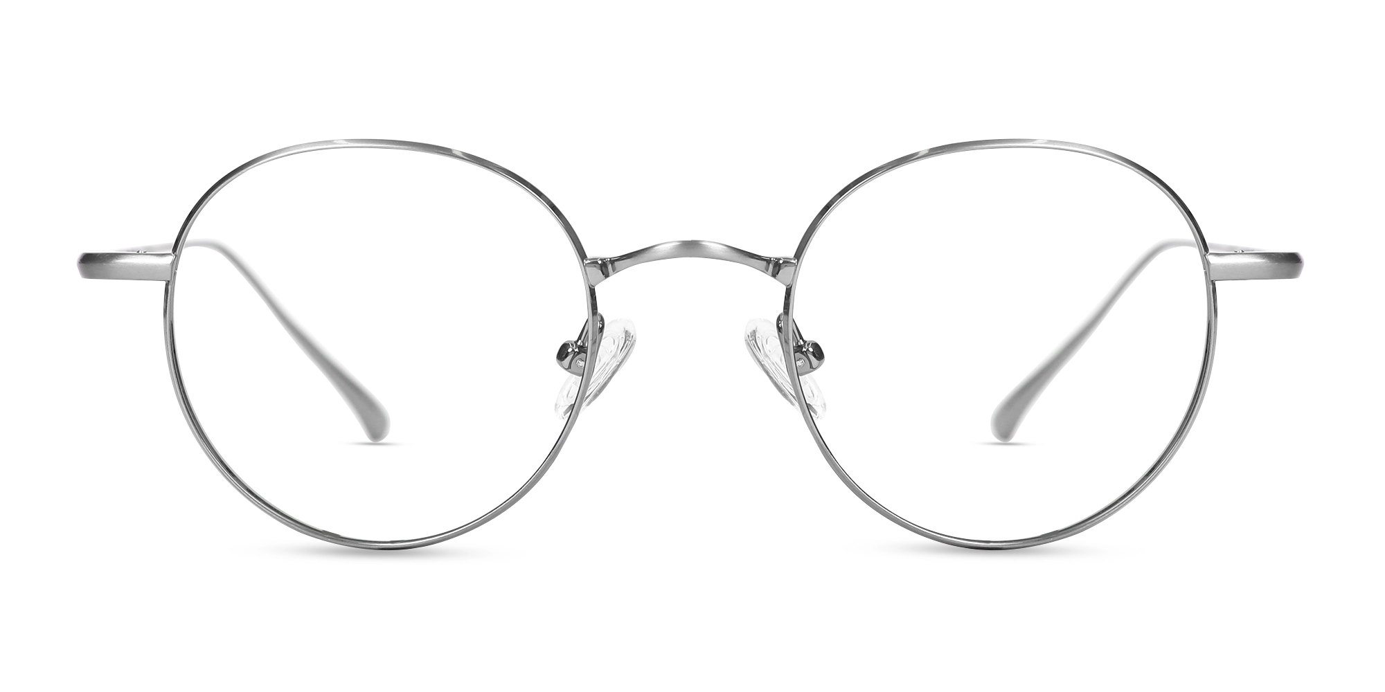 Platinum Silver Full-rim Round Glasses-1