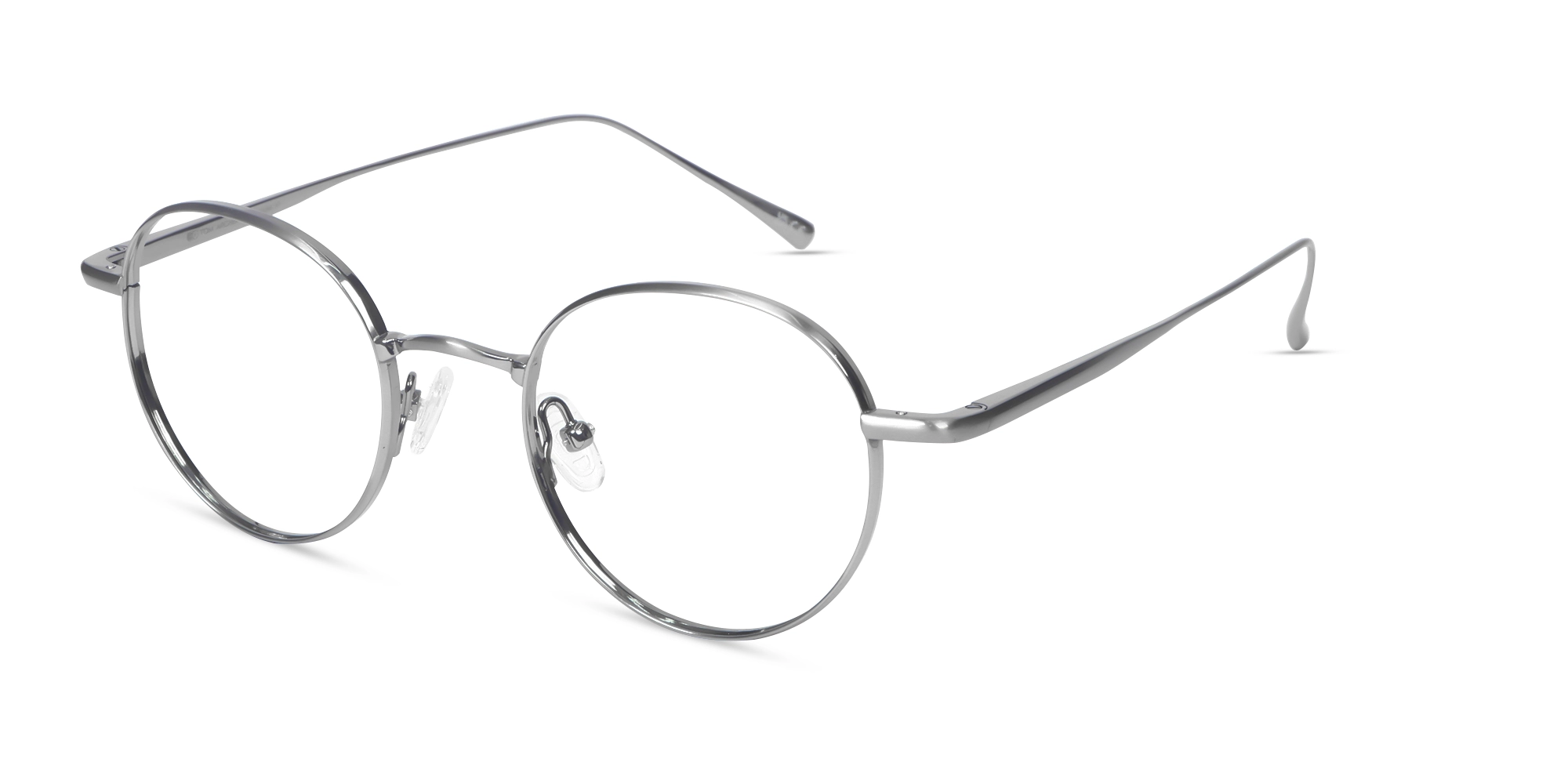 Platinum Silver Full-rim Round Glasses-3