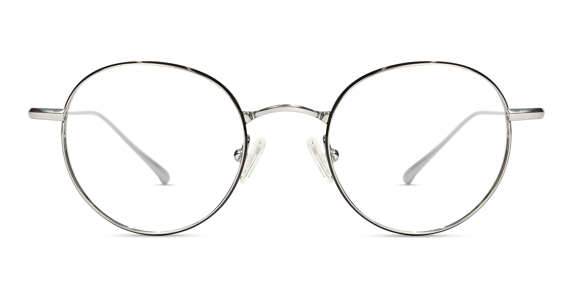 Gunmetal & Silver Round Full-rim Eyeglasses