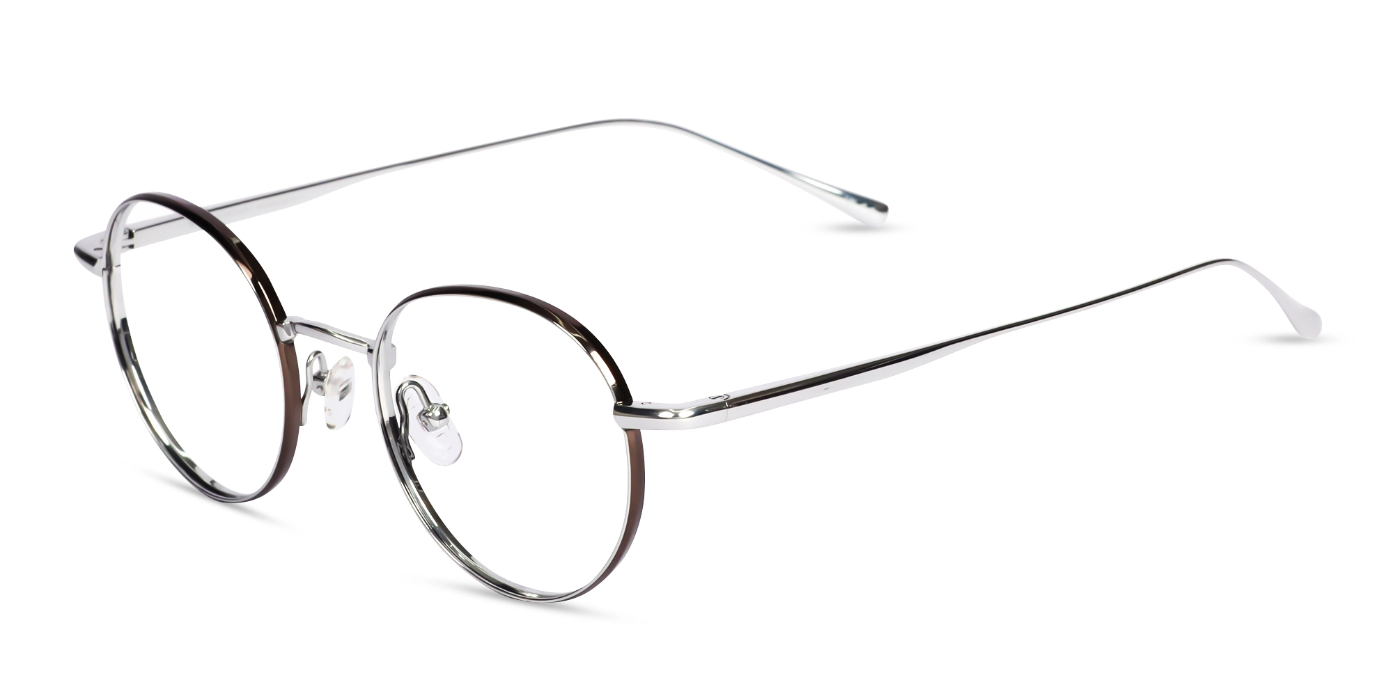 Gunmetal & Silver Round Full-rim Eyeglasses
