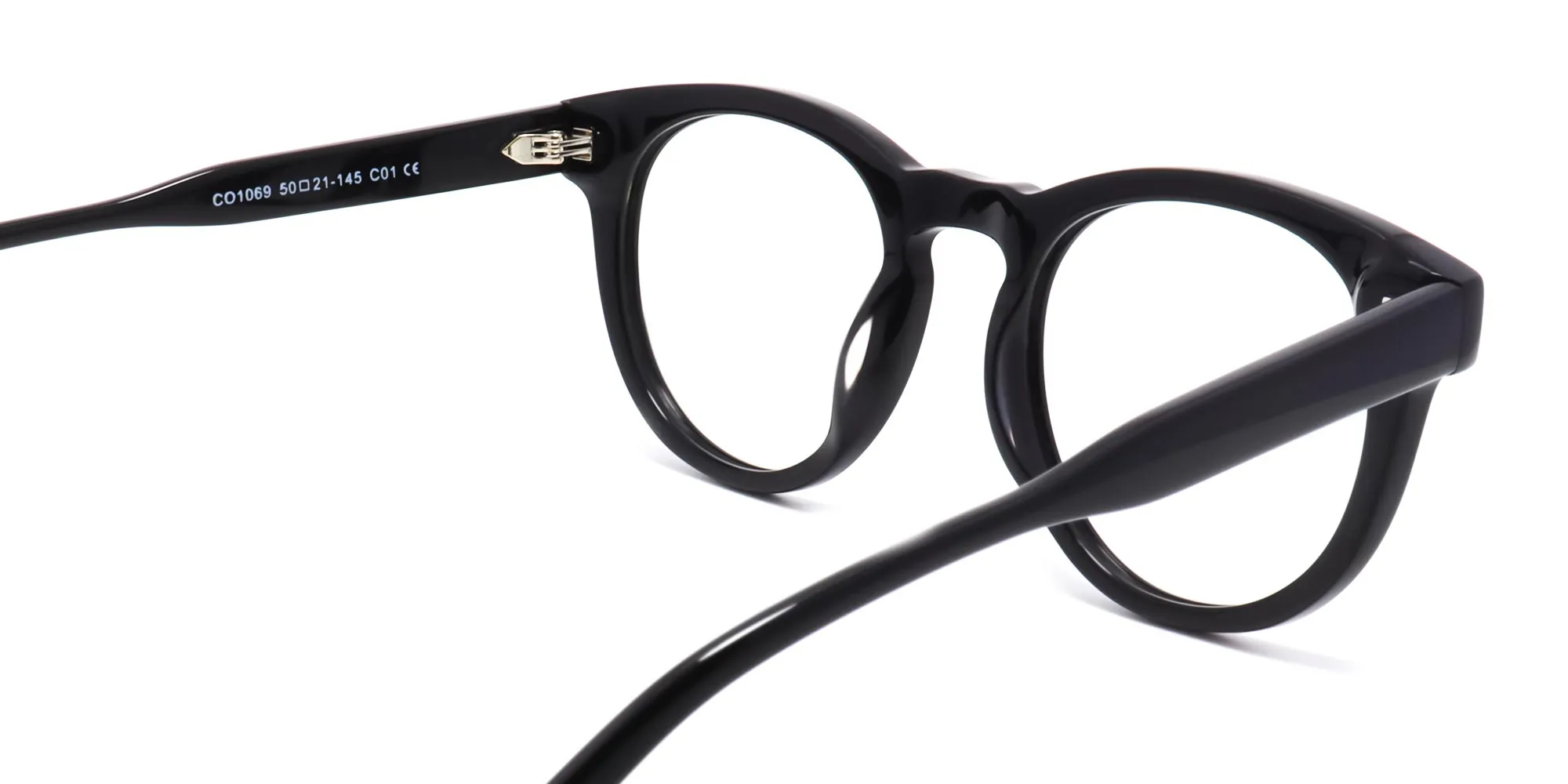Black frame round acetate full rim glasses-2