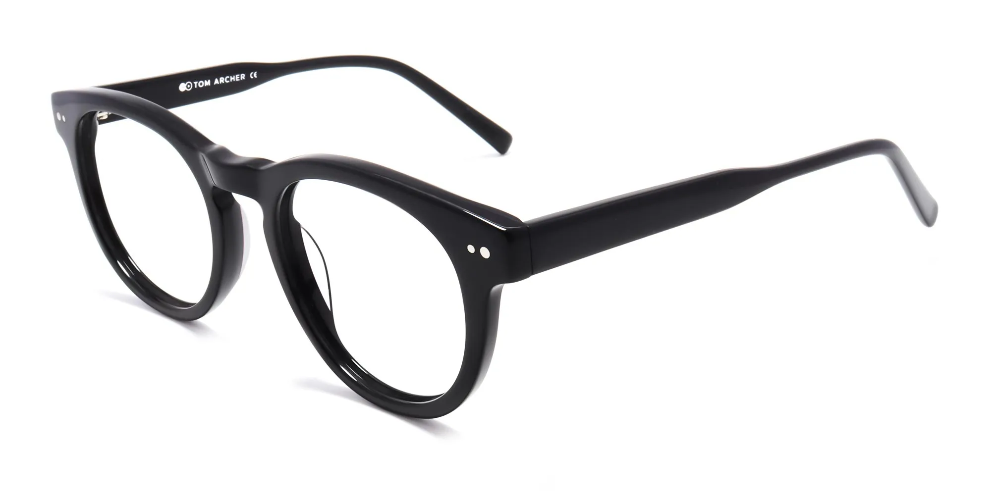 Black frame round acetate full rim glasses-2