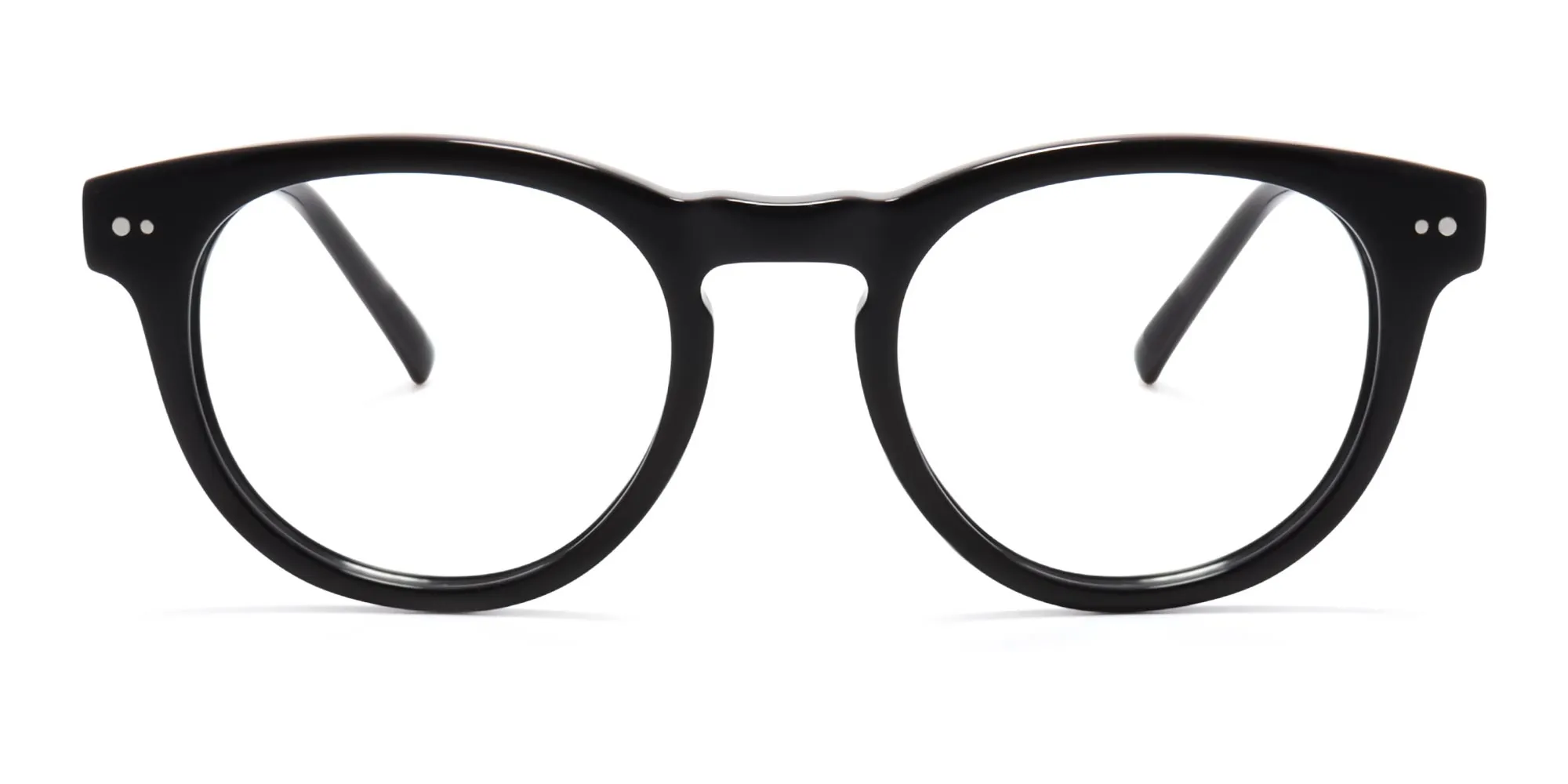 Black frame round acetate full rim glasses-2