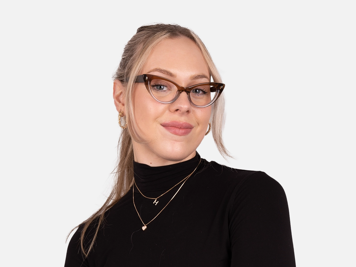 Crystal Brown Cat Eye Eyeglasses-51