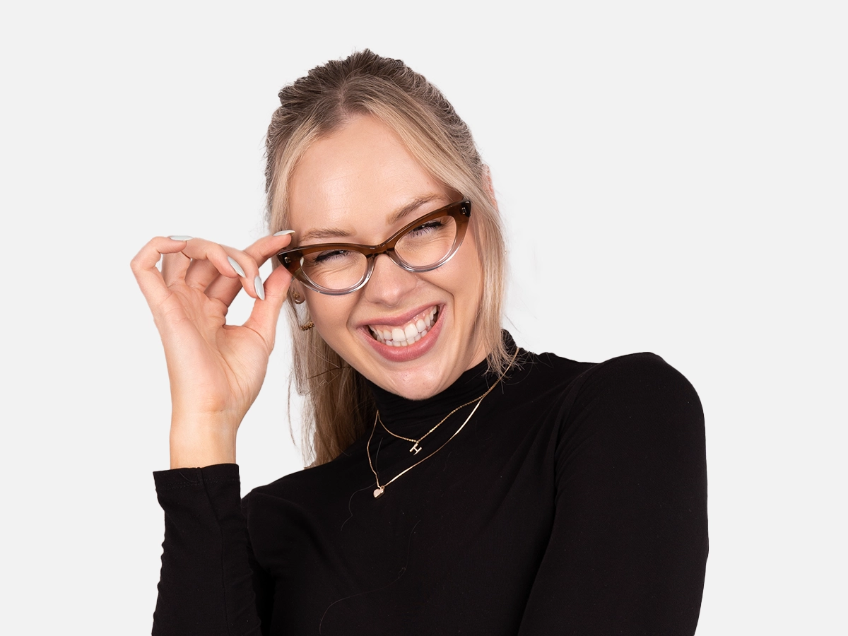 Crystal Brown Cat Eye Eyeglasses-52