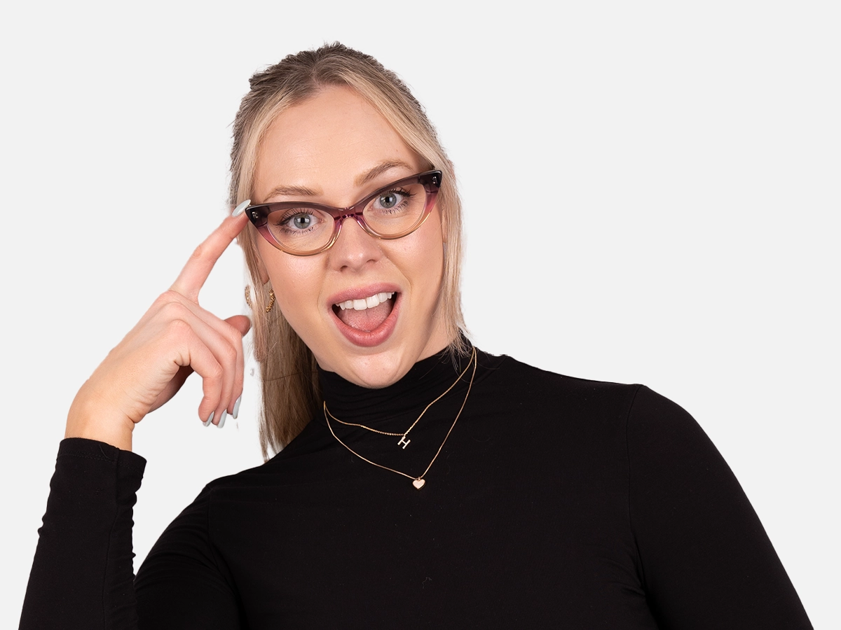 Crystal Brown Cat Eye Eyeglasses-53