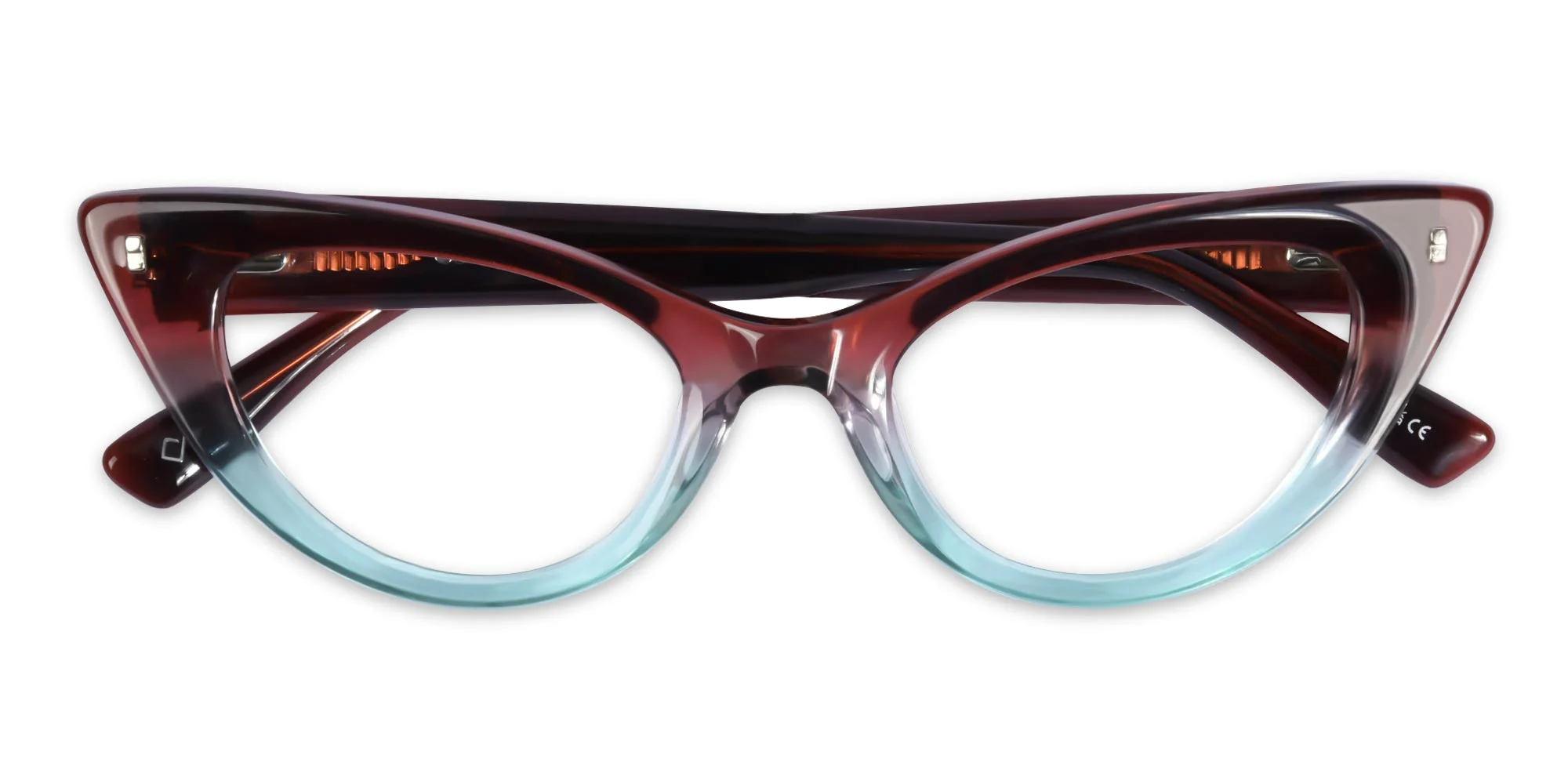 Crystal Brown And Blue Cat Eye Glasses-6